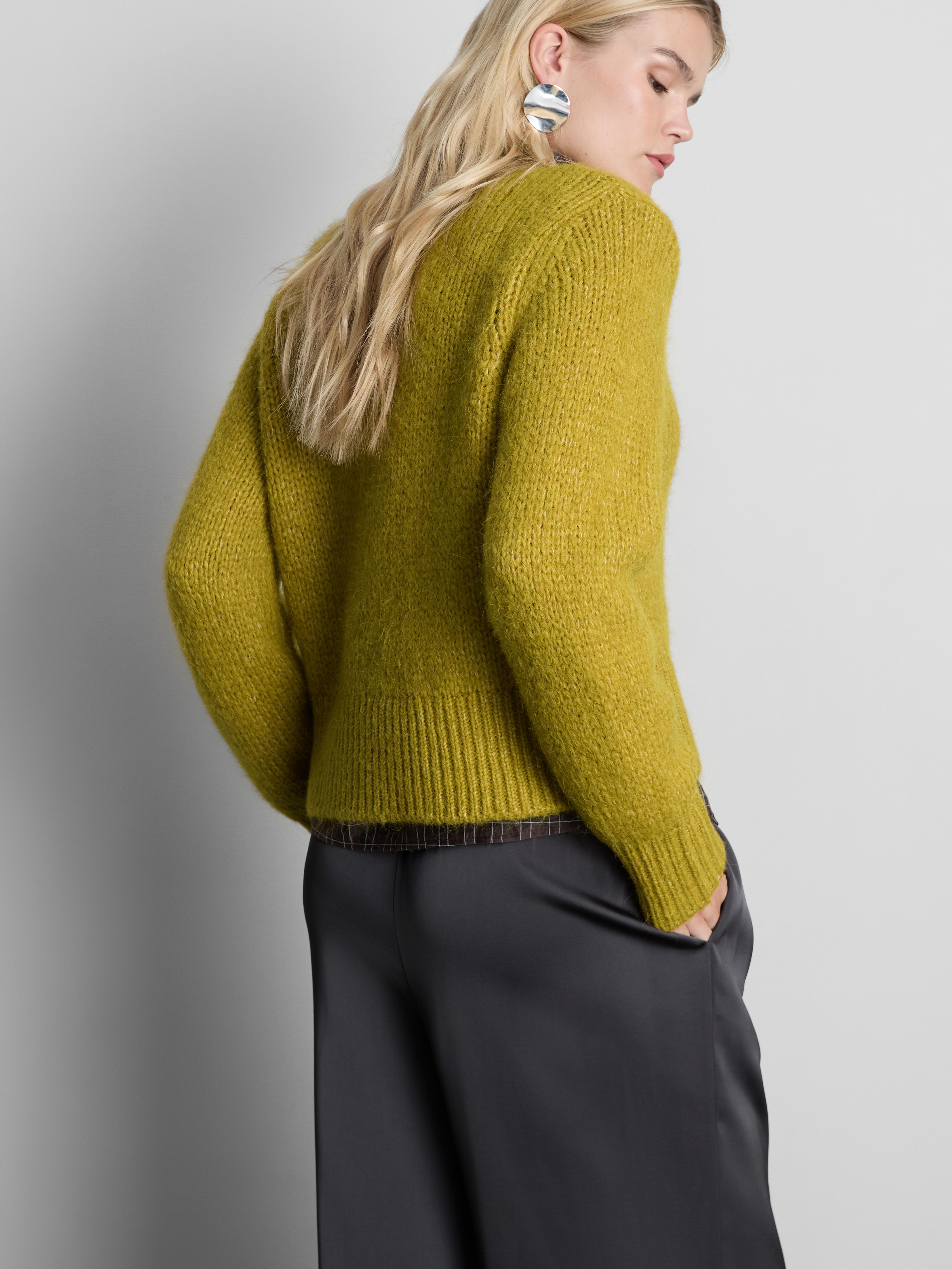 Open Stitch Knitted Crew Neck Sweater