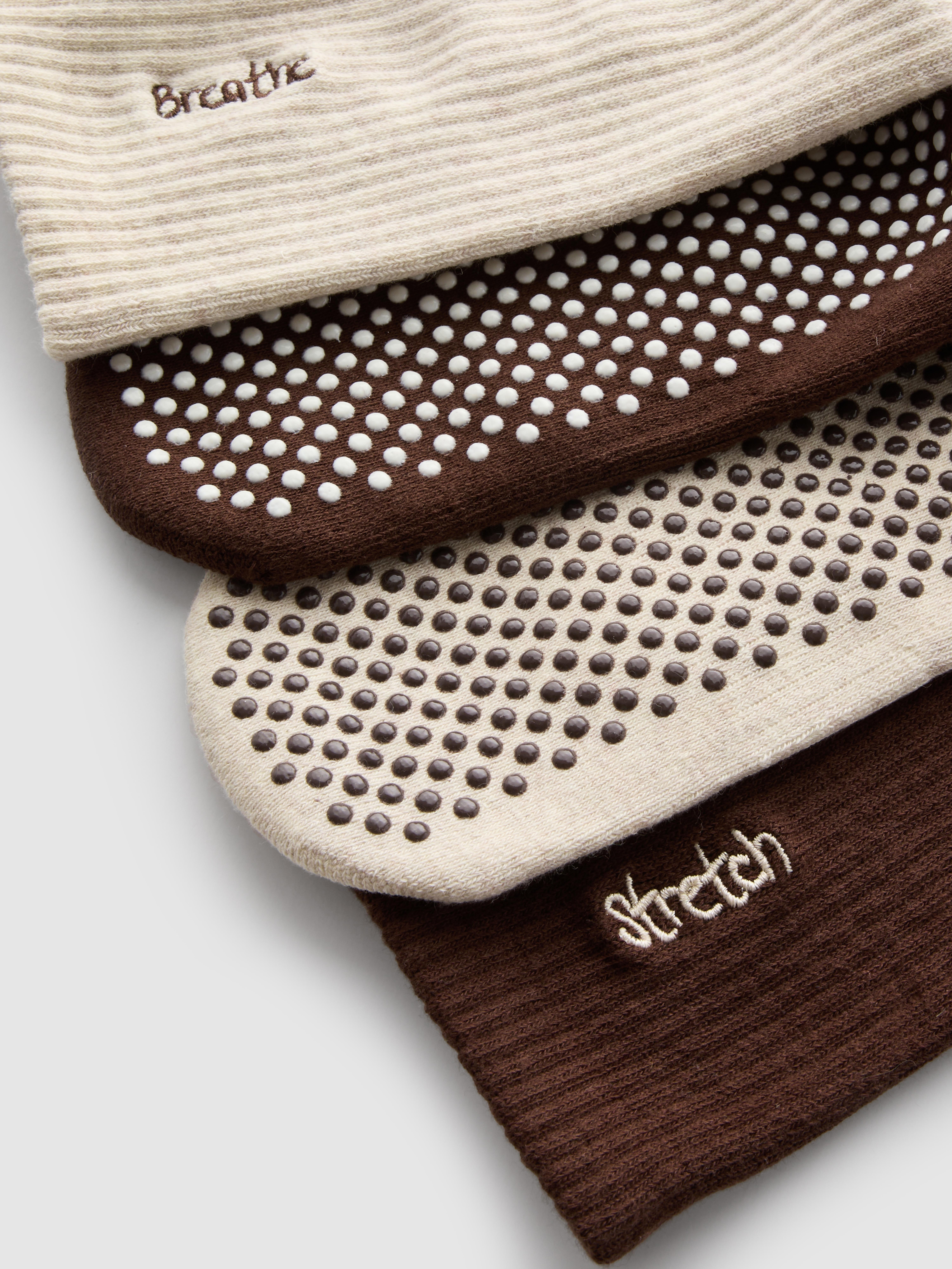 2pk Cotton-Rich Pilates Crew Grip Socks