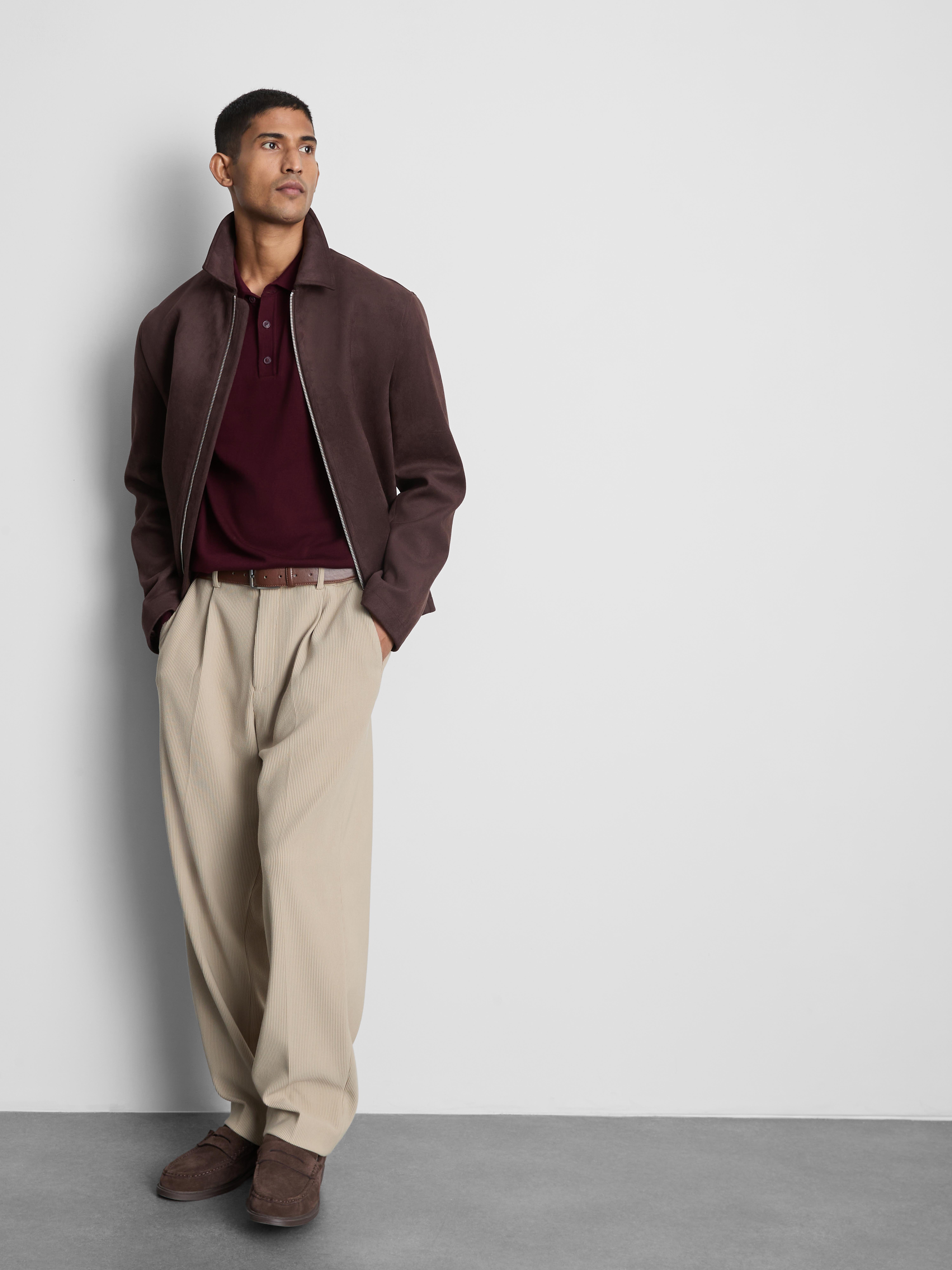 Fine Knit Long Sleeve Polo Shirt