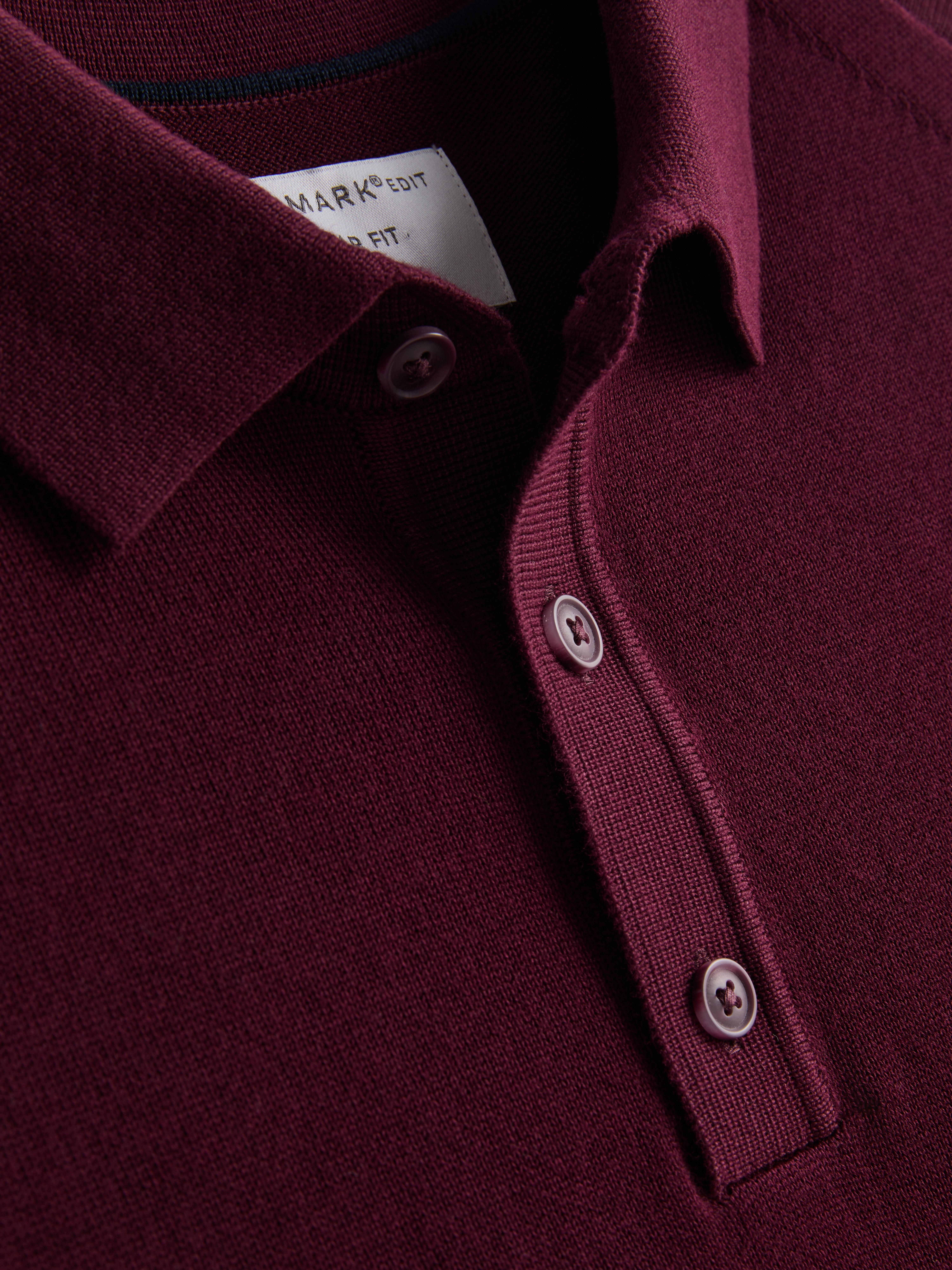 Fine Knit Long Sleeve Polo Shirt