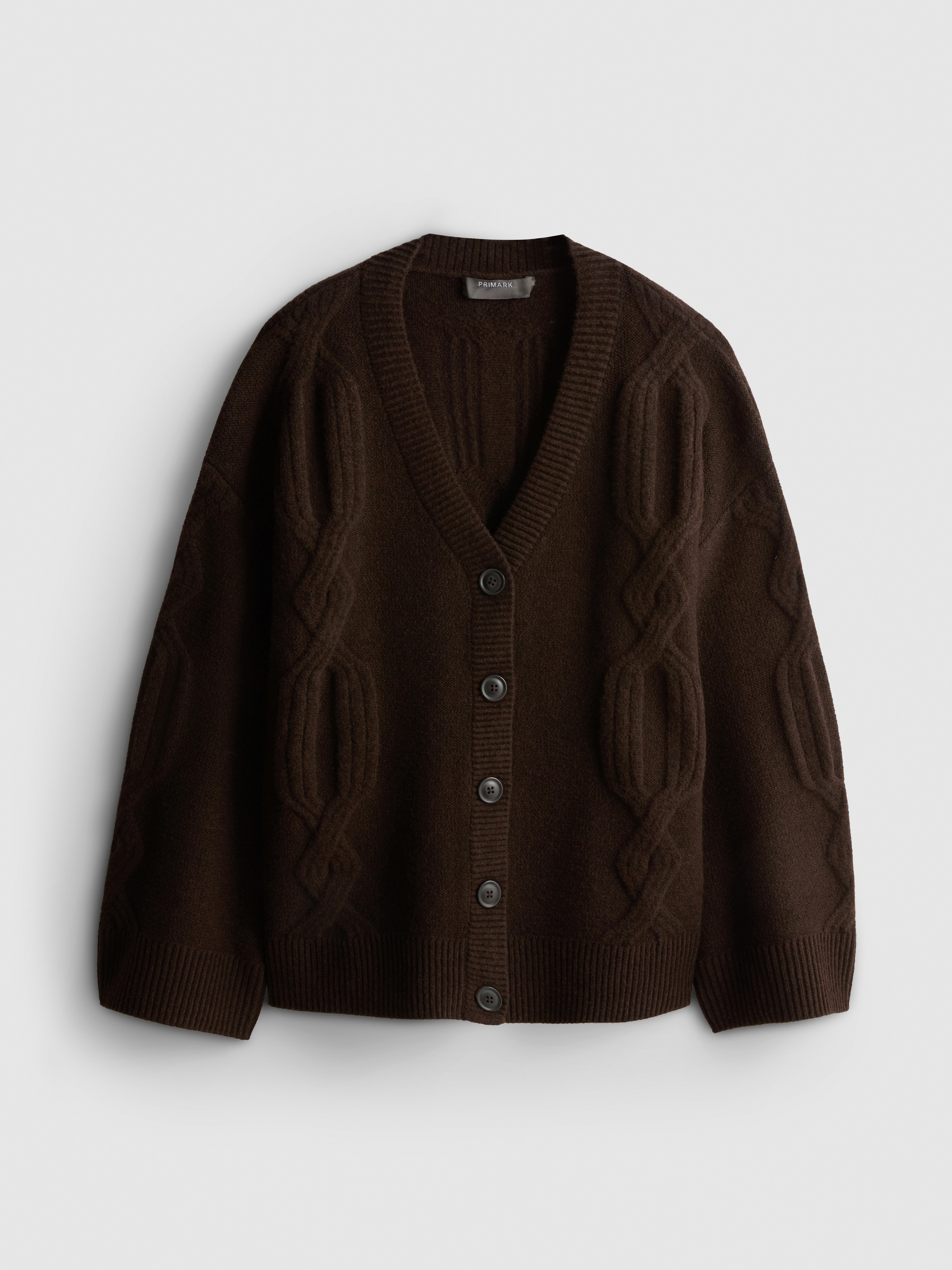 Longline Cable Knit V-Neck Cardigan