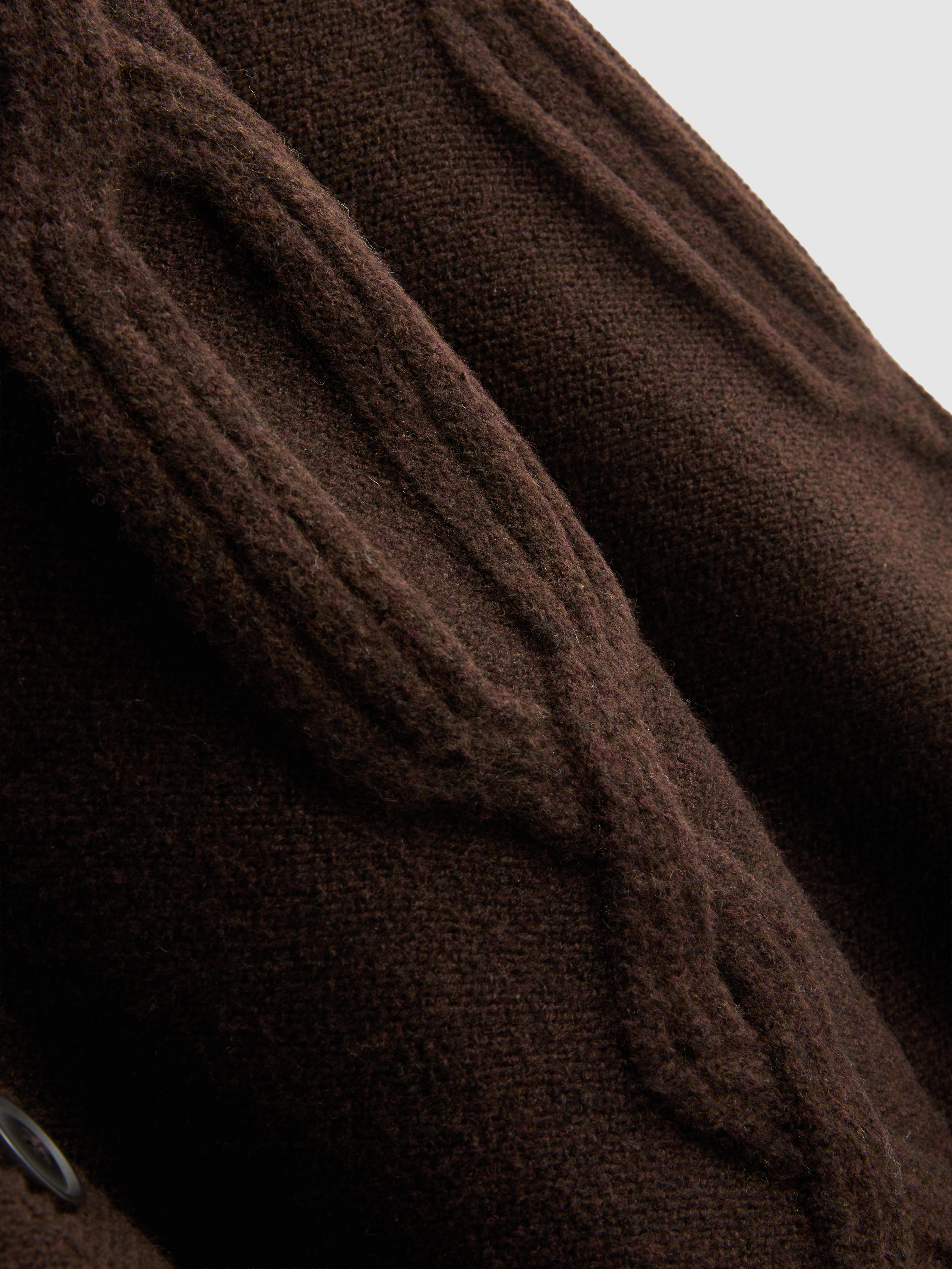Longline Cable Knit V-Neck Cardigan