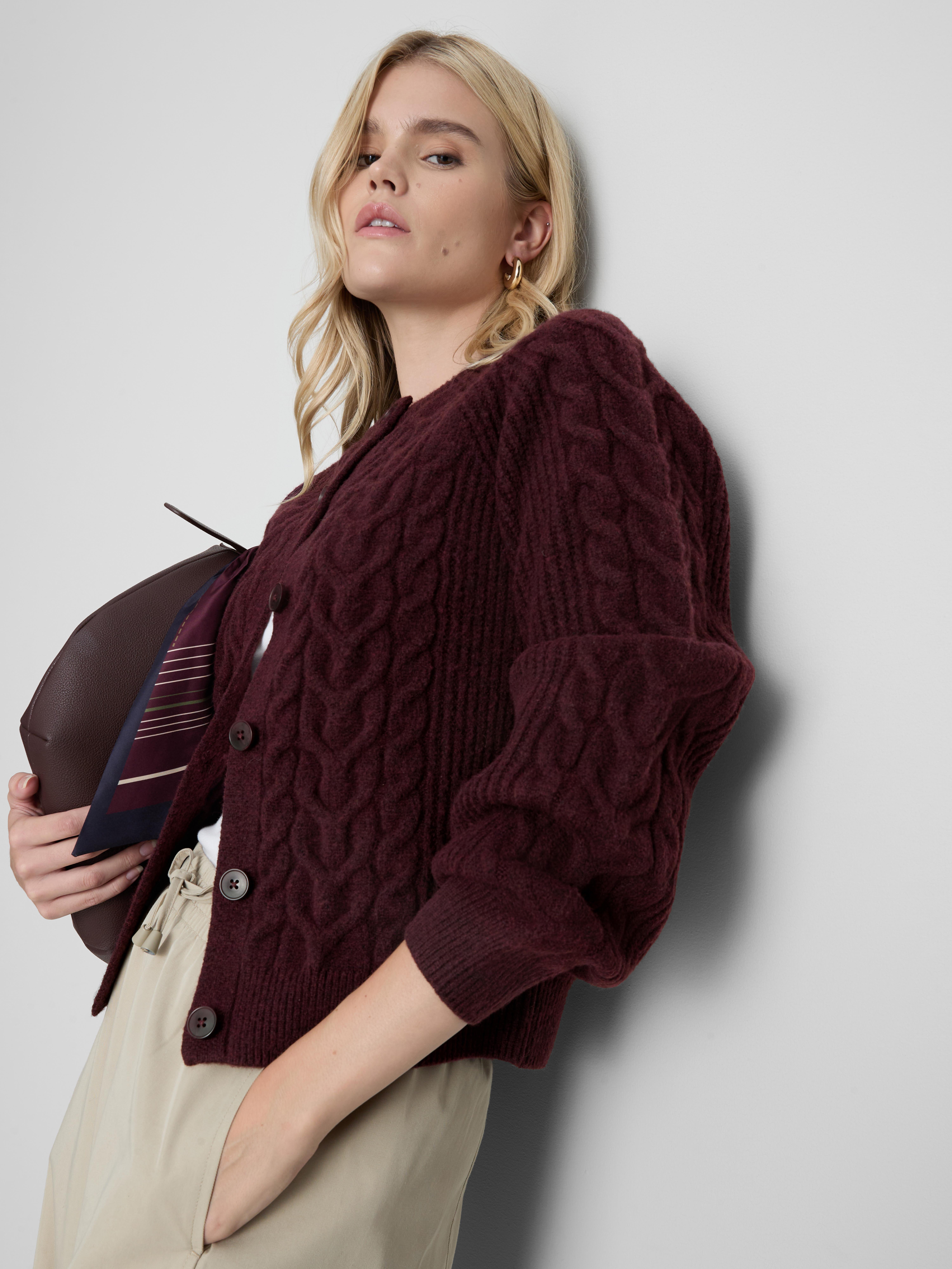 Cable Knit Crewneck Cardigan