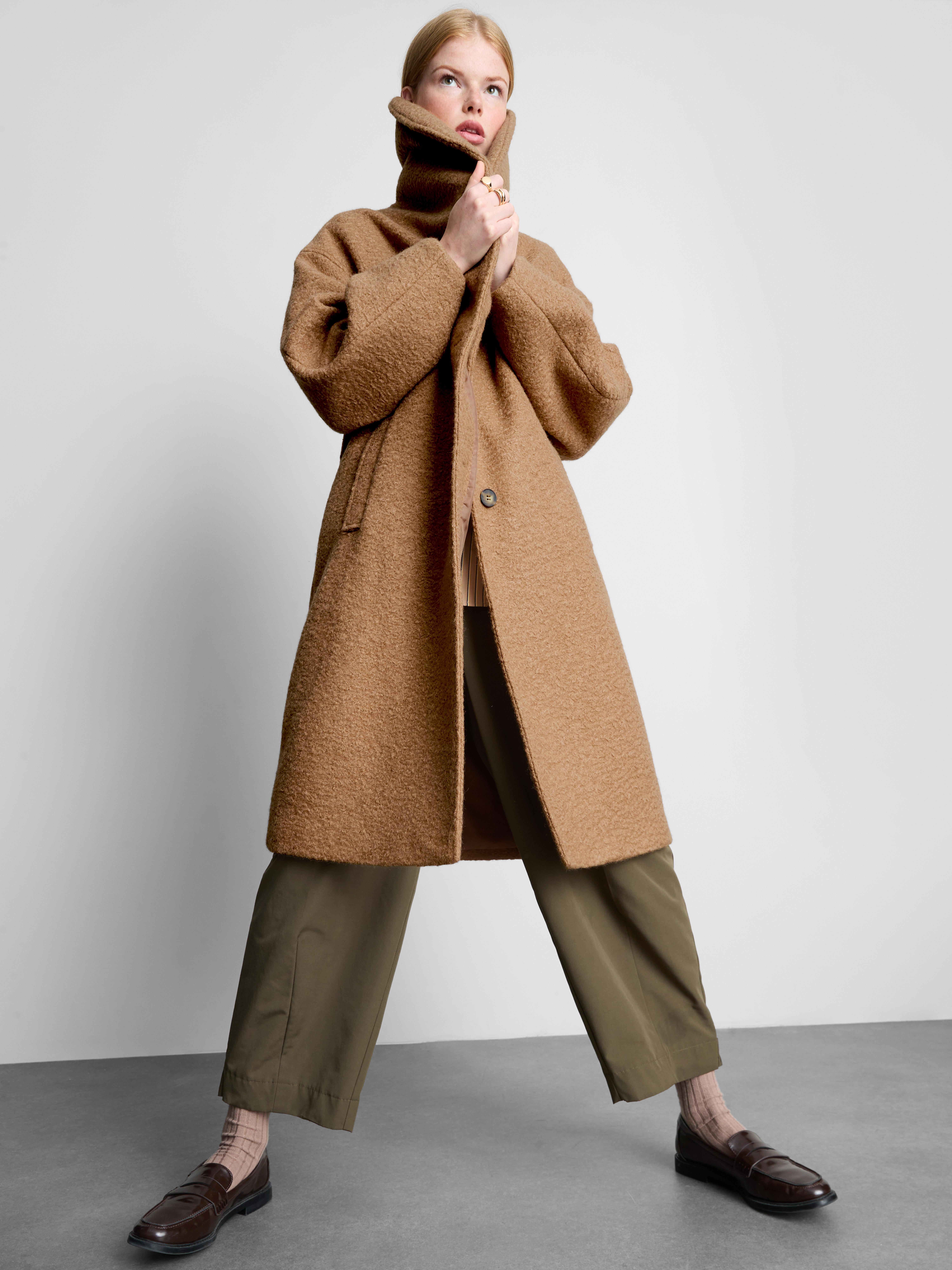 Womens Caramel Bouclé Shawl Collar Coat | Primark