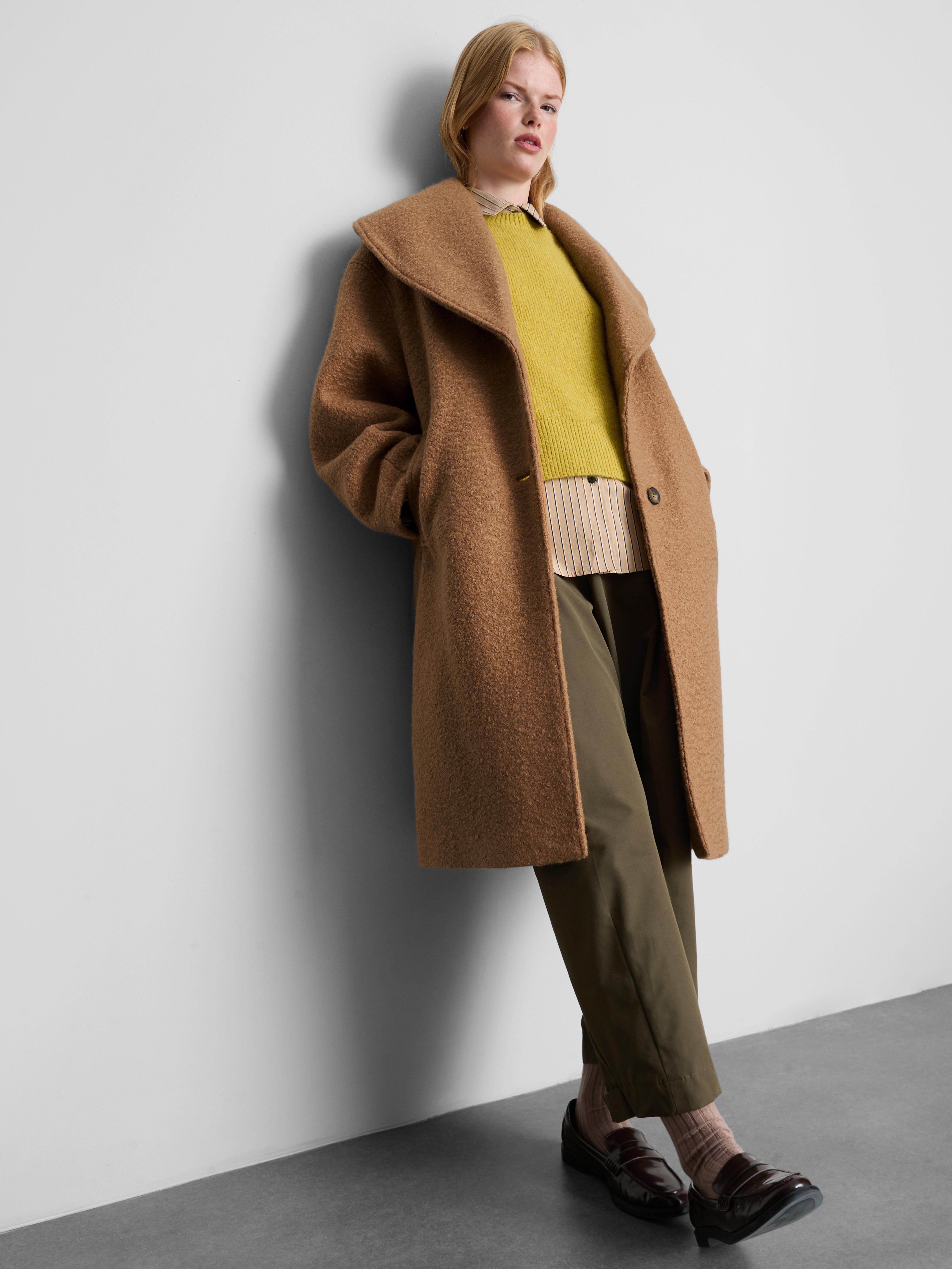 Womens Caramel Bouclé Shawl Collar Coat | Primark