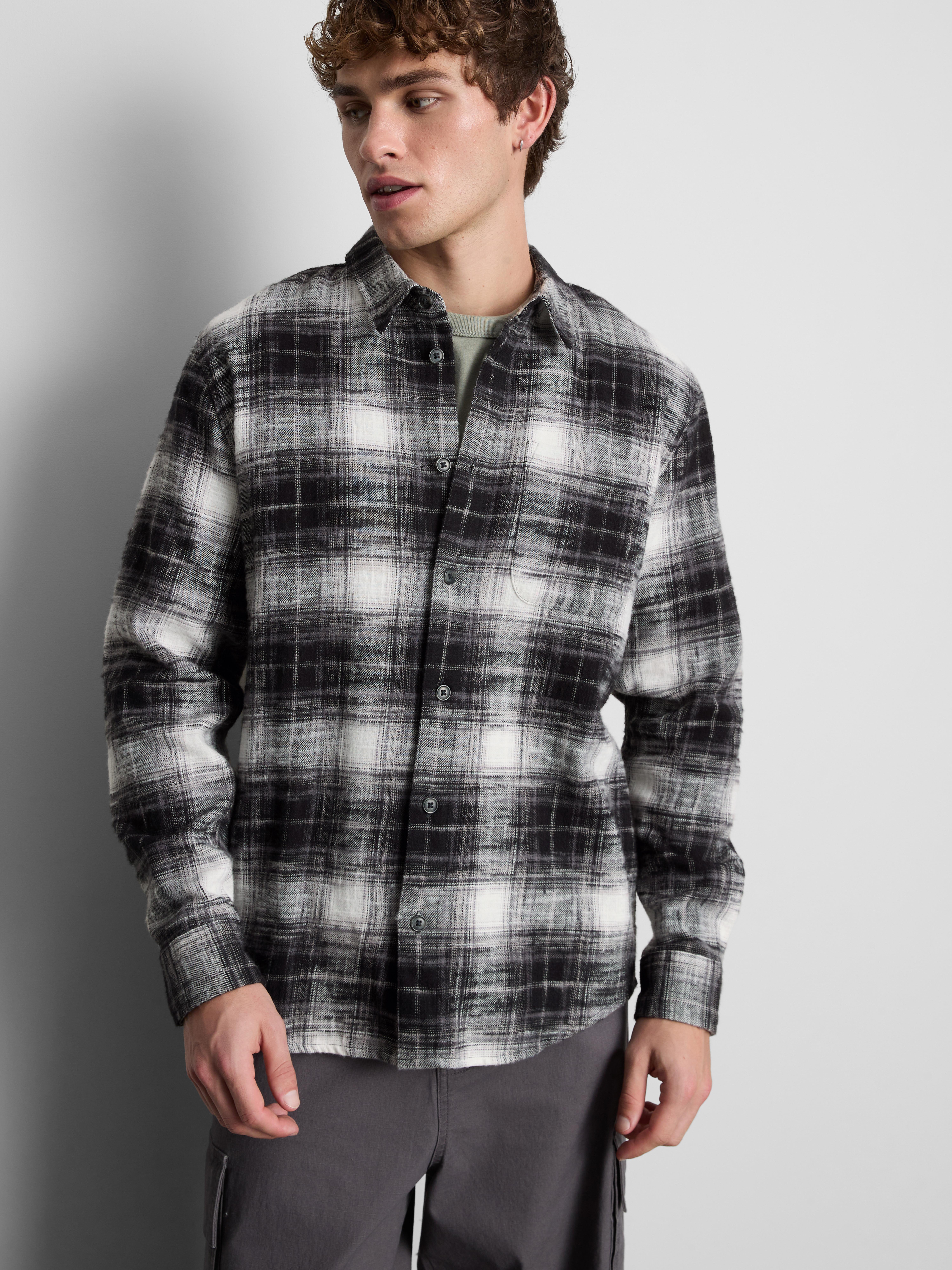 Pure Cotton Long-Sleeve Plaid Shirt