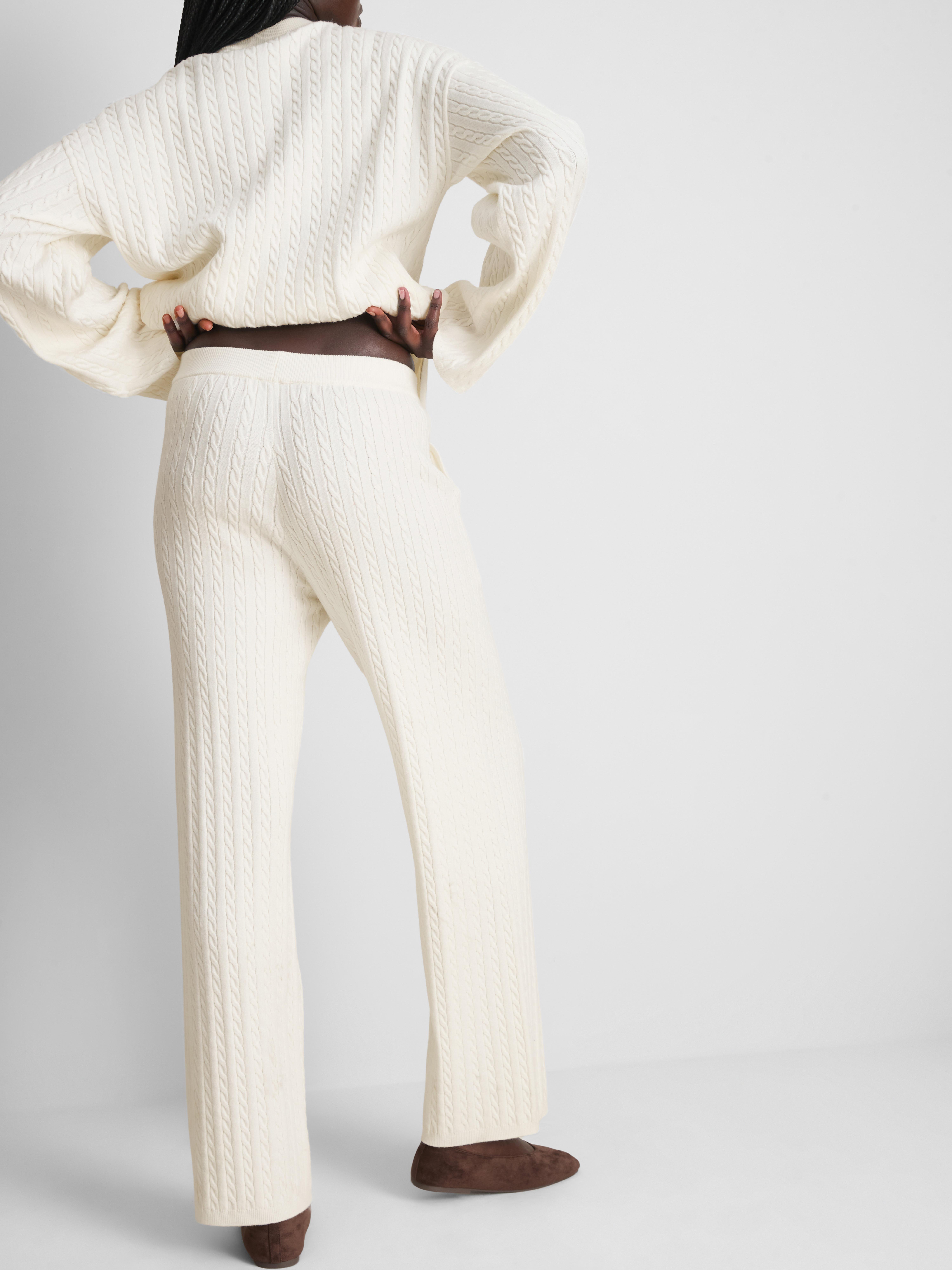 Women's Ivory MAJOR FIND | Cable Knit Straight Leg Pants | Primark