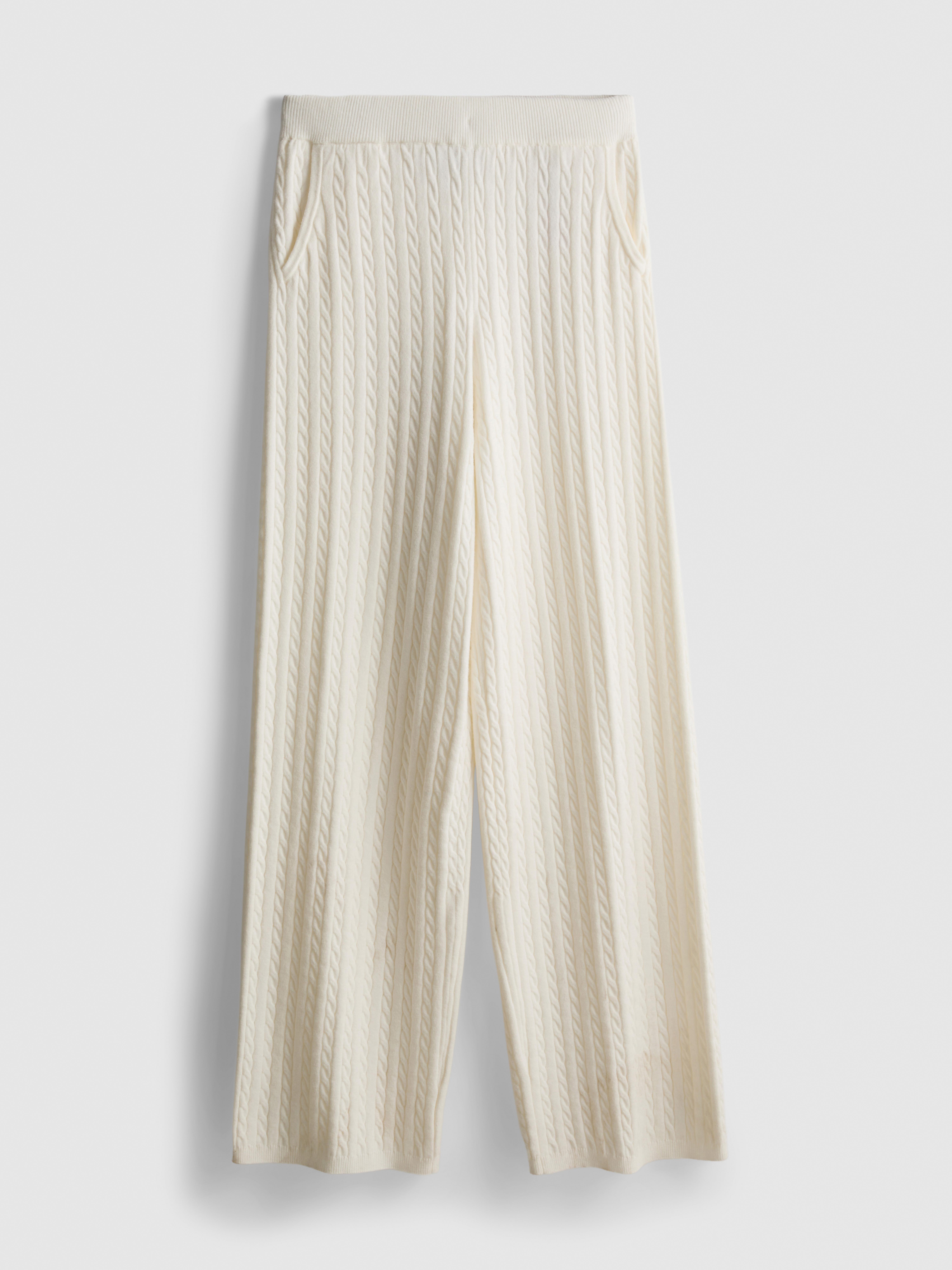 Women's Ivory MAJOR FIND | Cable Knit Straight Leg Pants | Primark