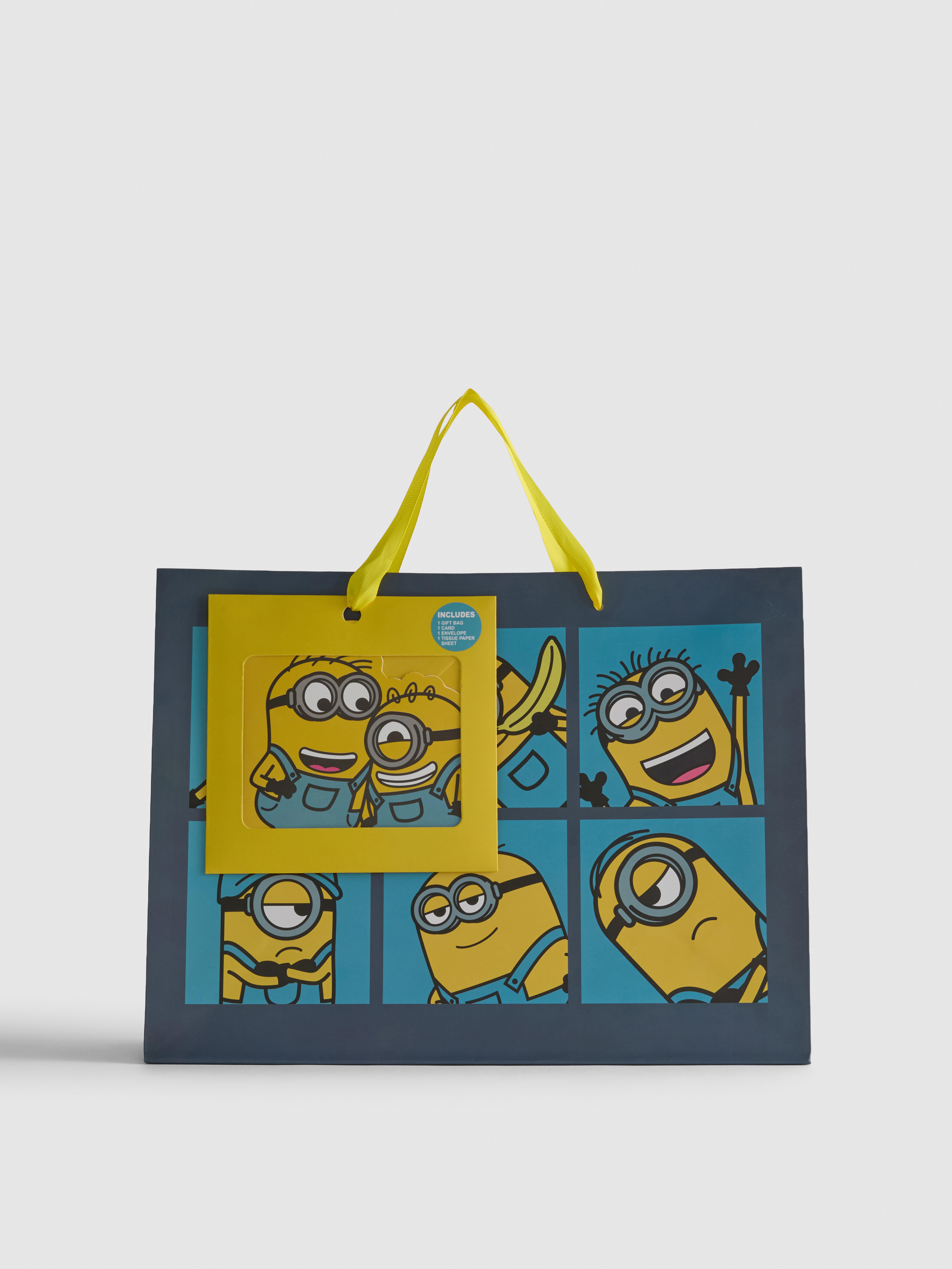 Set cu felicitare și pungă de cadou Minionii