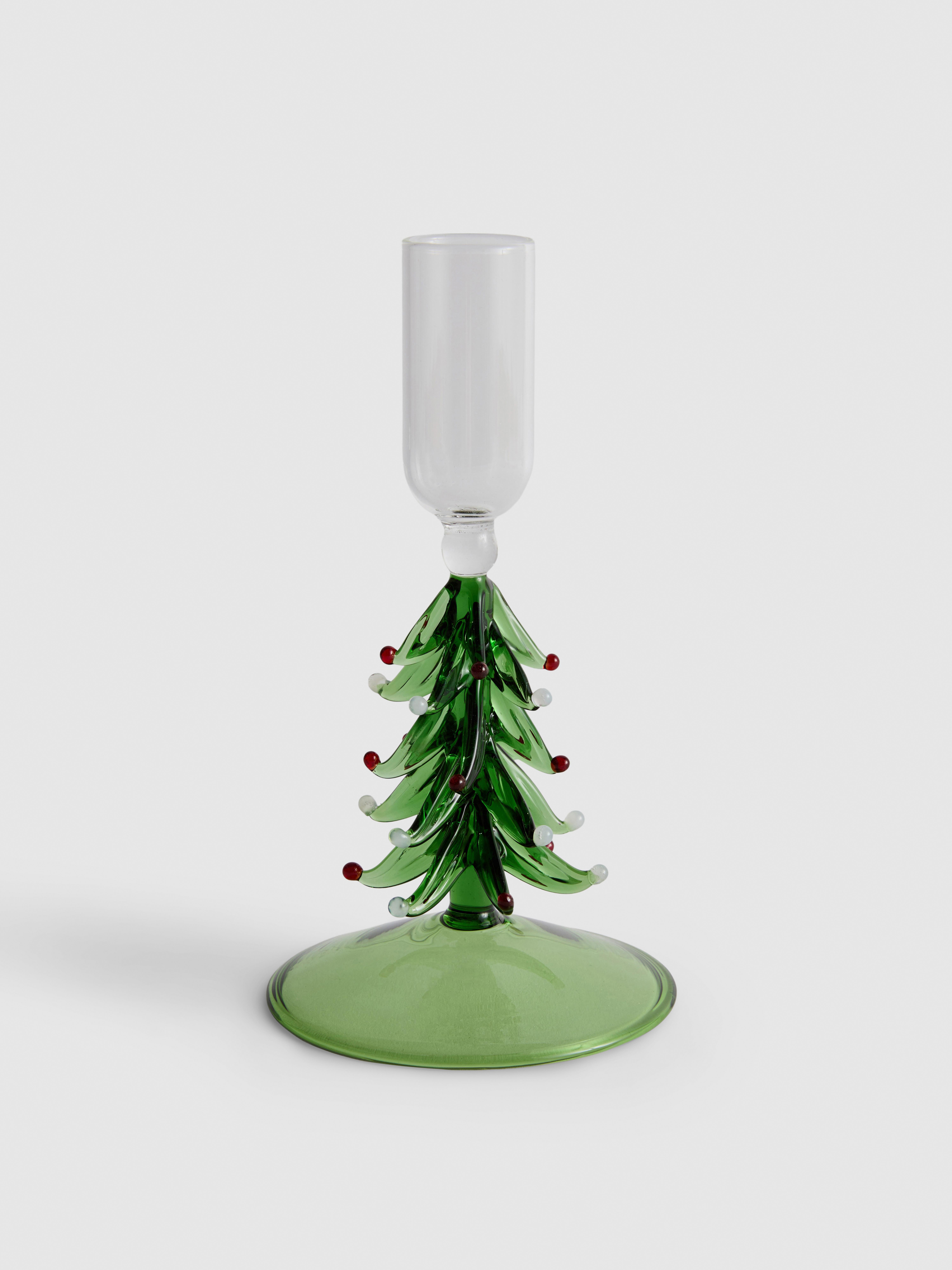 Christmas Tree Glass Candle Holder