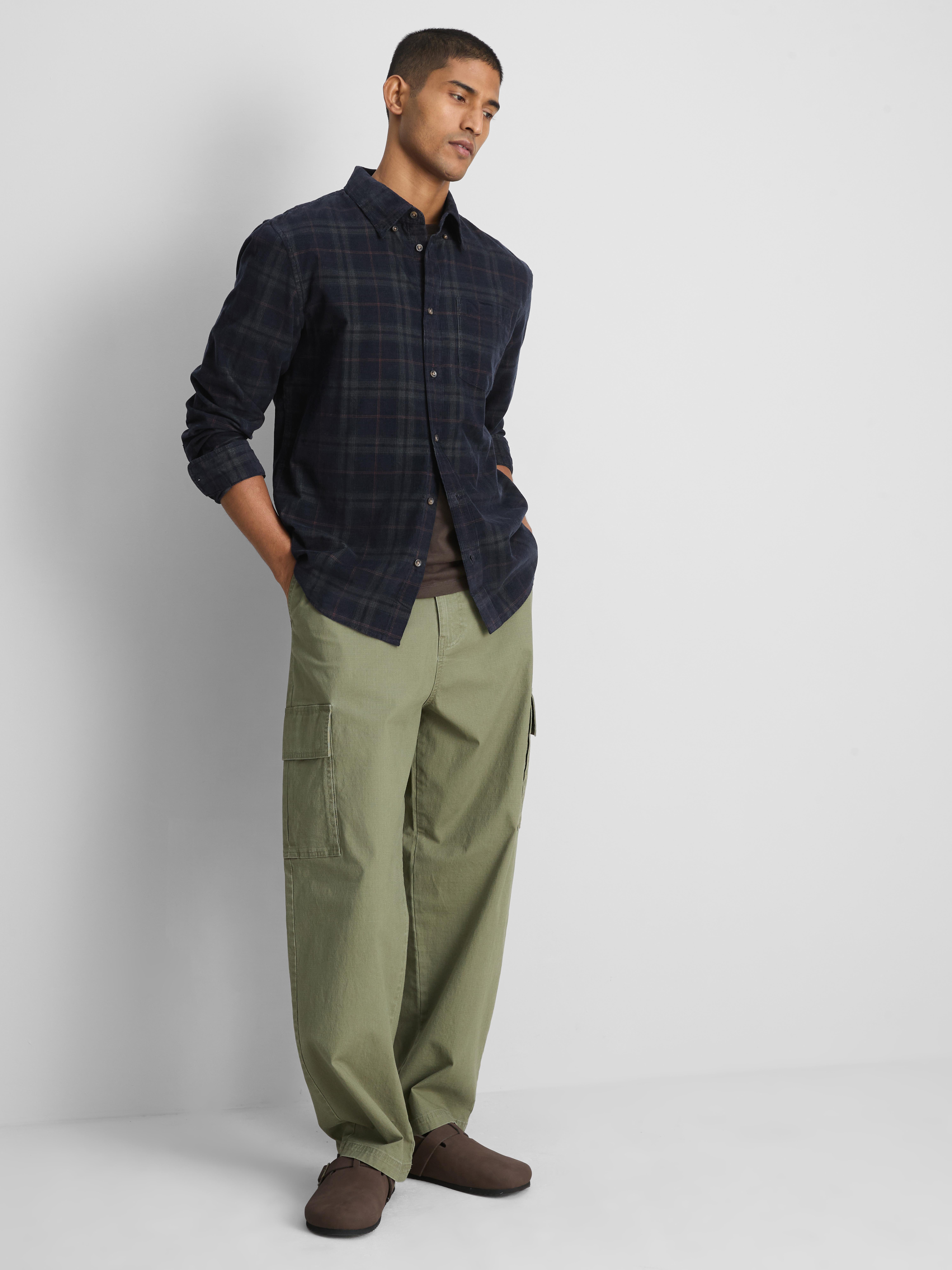 Pure Cotton Check Button-Down Shirt