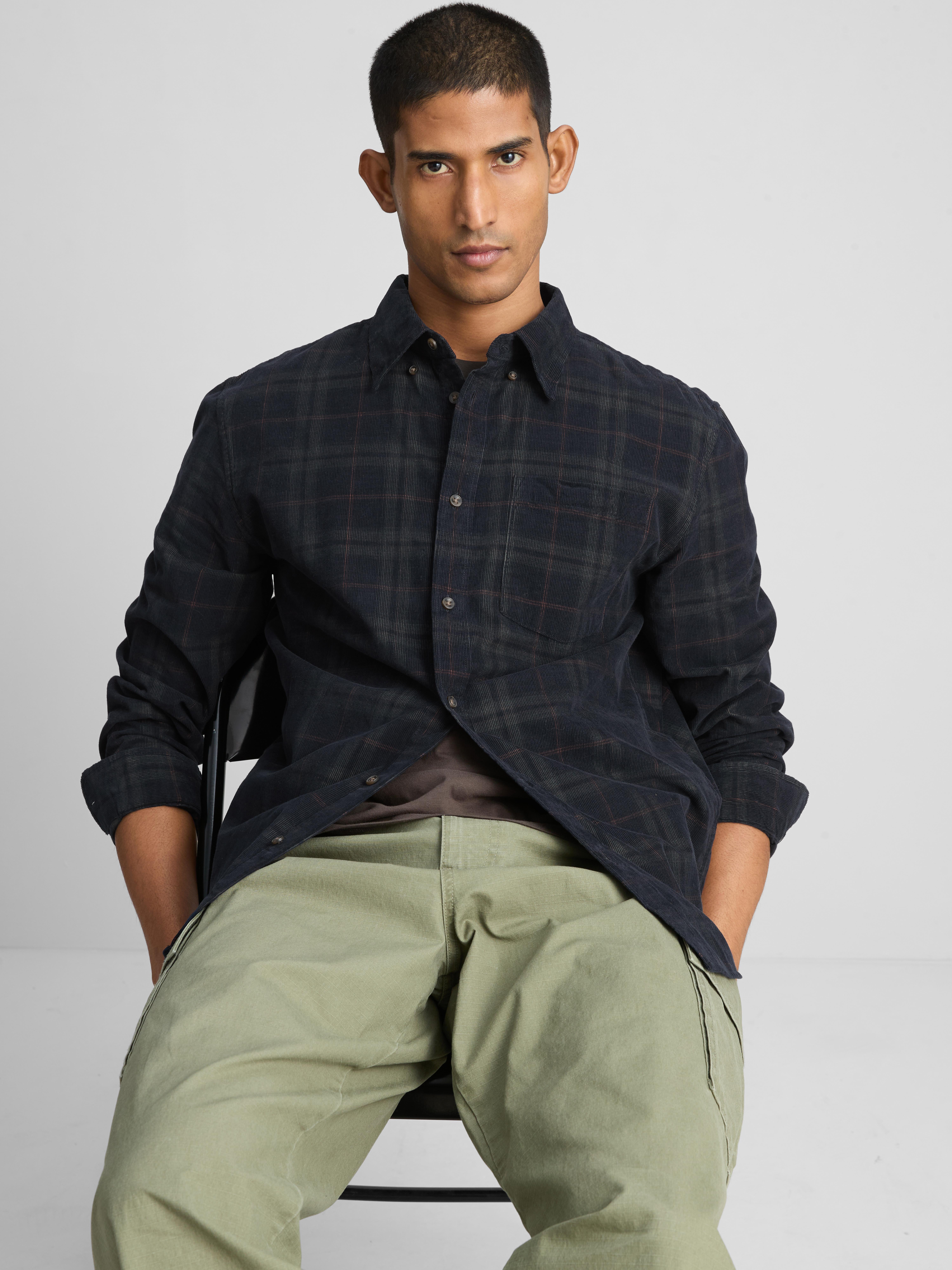 Pure Cotton Check Button-Down Shirt