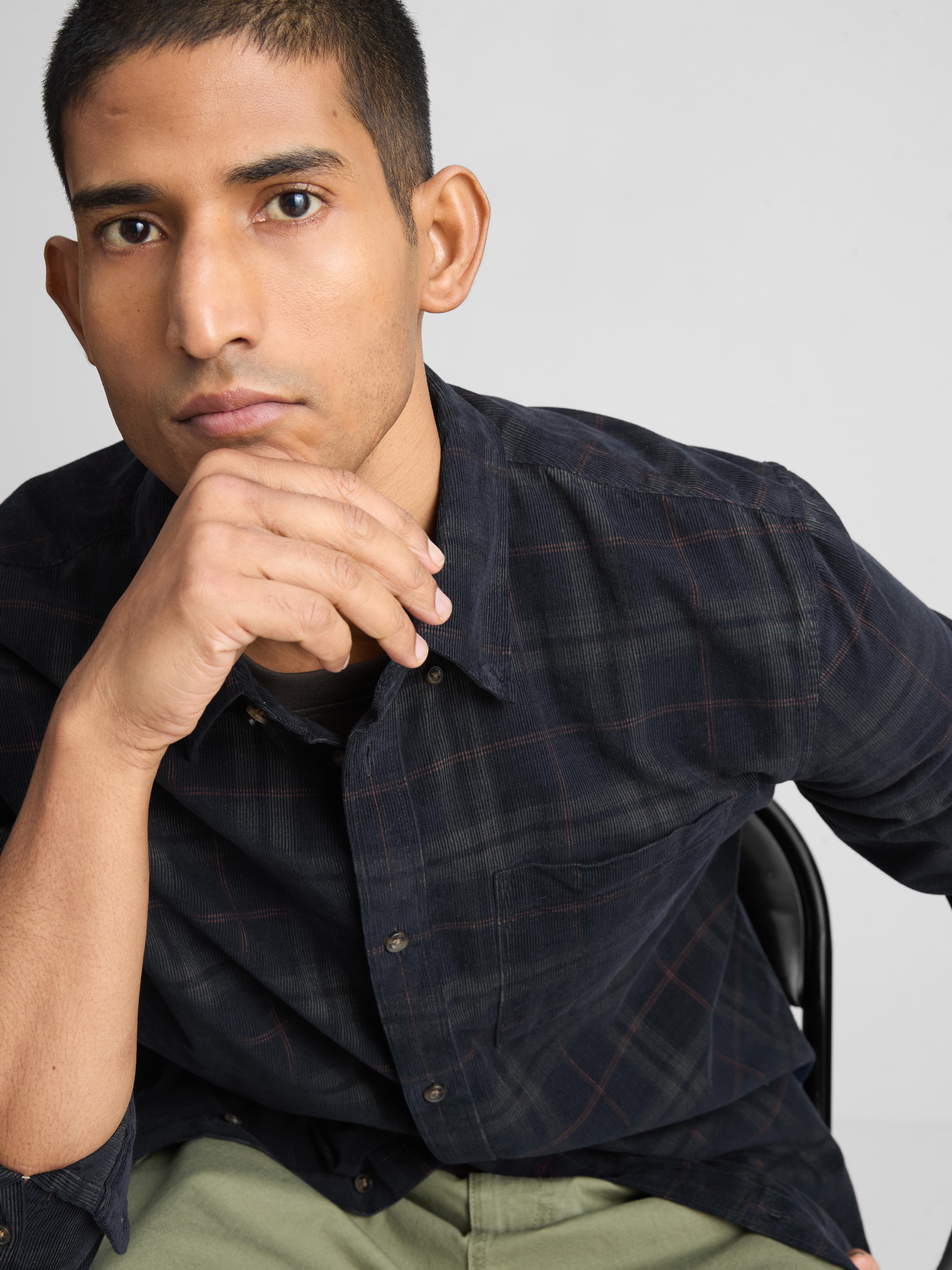 Pure Cotton Check Button-Down Shirt