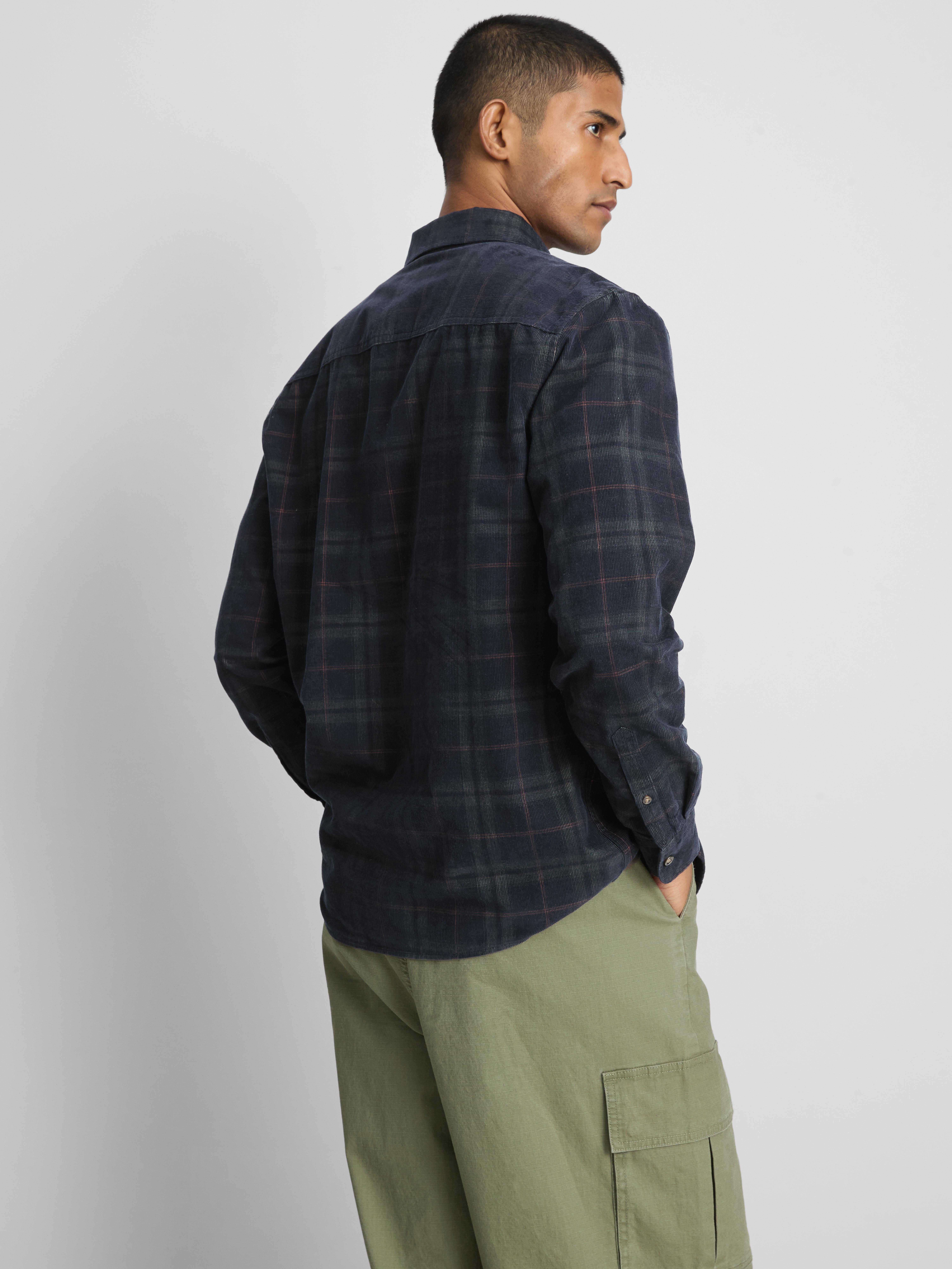 Pure Cotton Check Button-Down Shirt