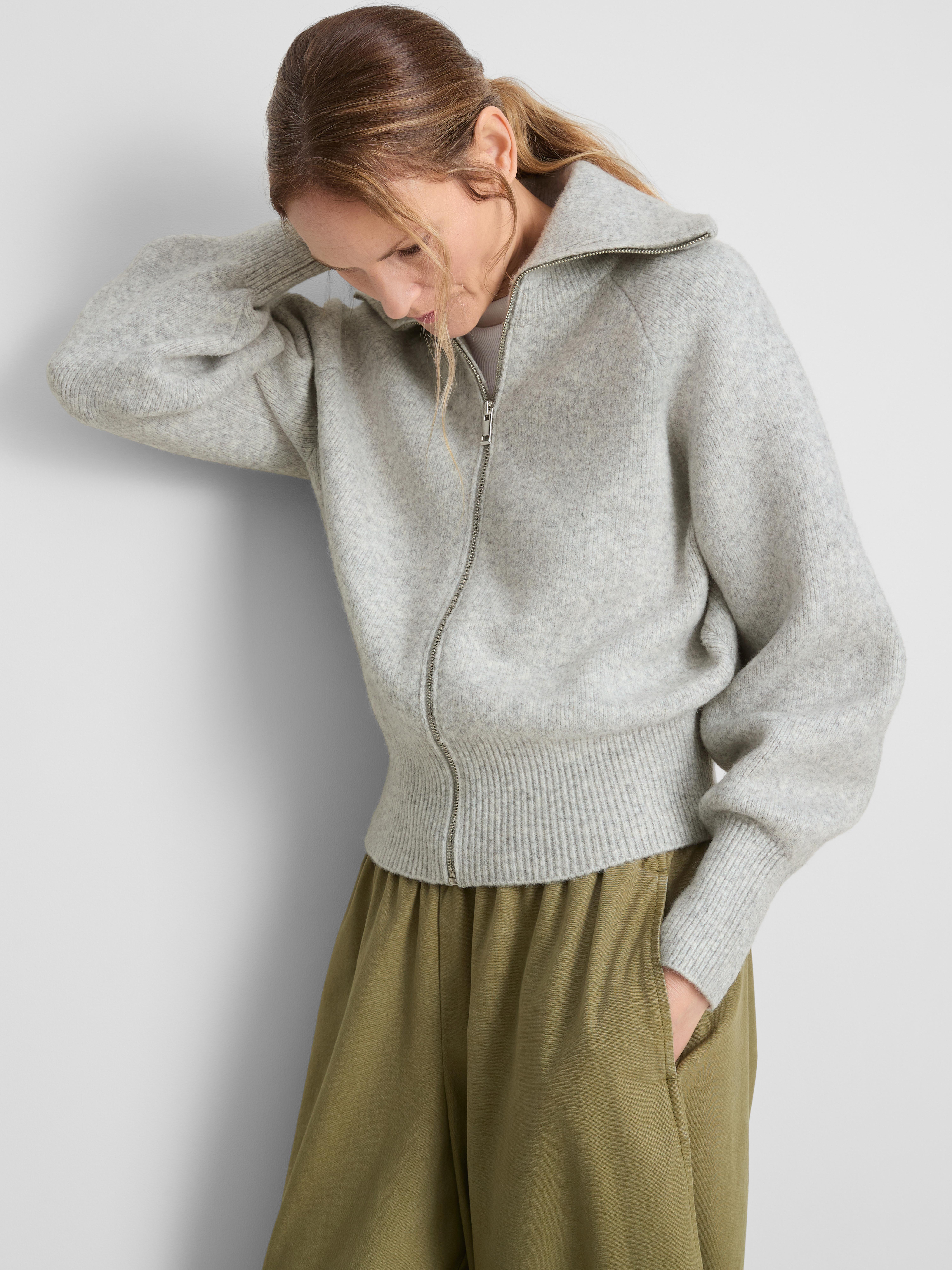 Knitted Zip Through Cardigan