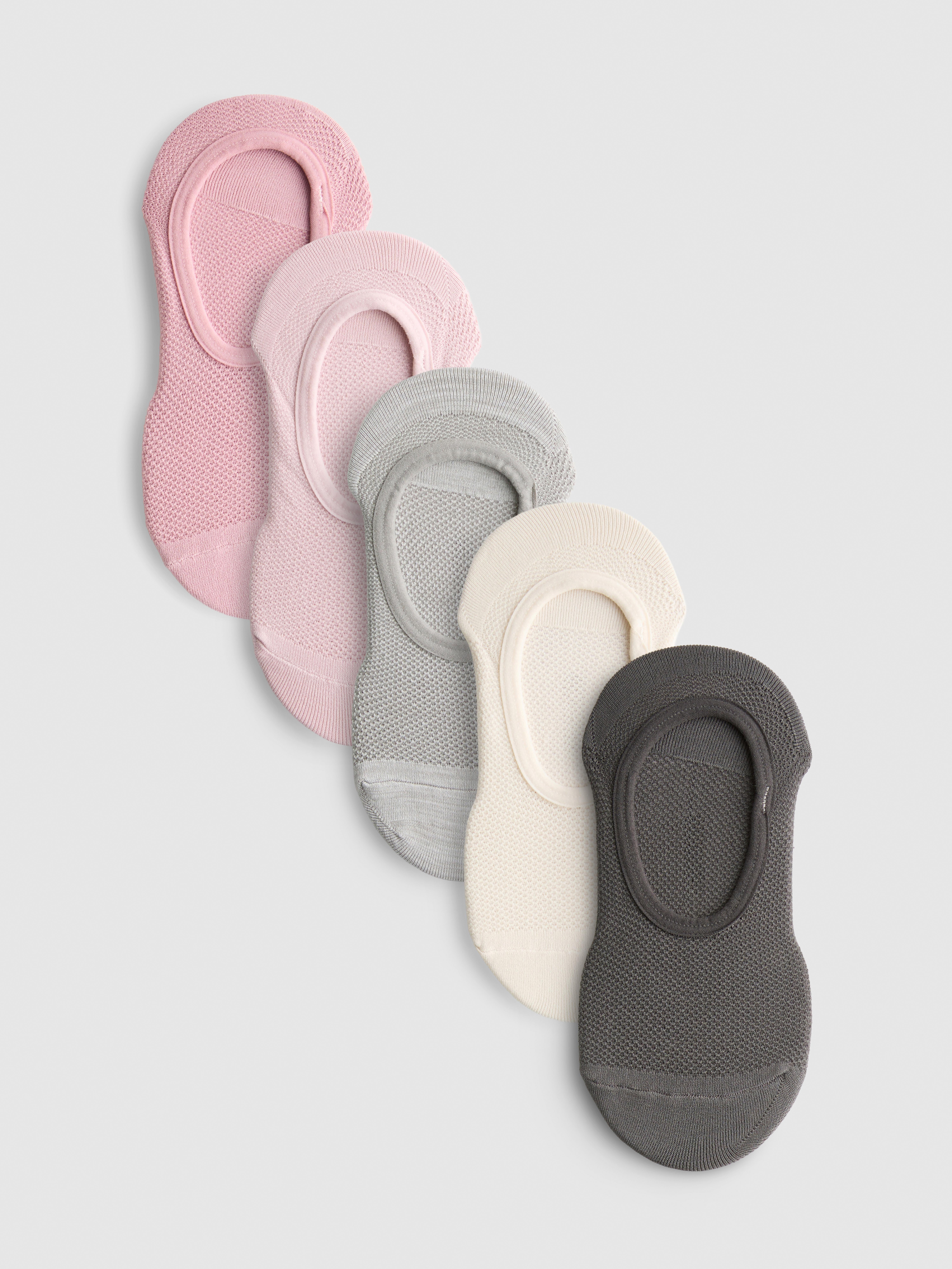 5pk Textured Footie Socks