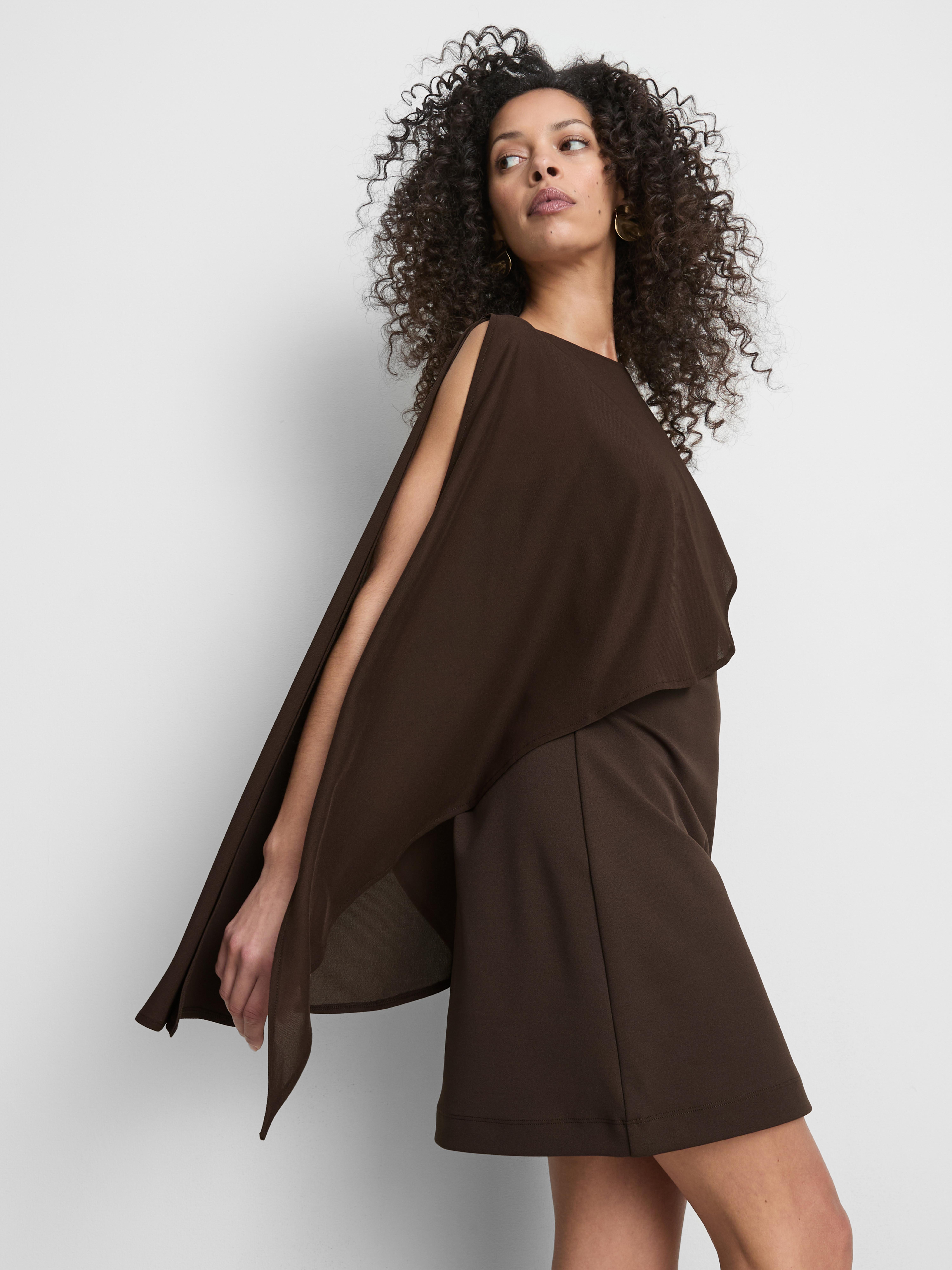 Asymmetric Mesh Cape Mini Dress