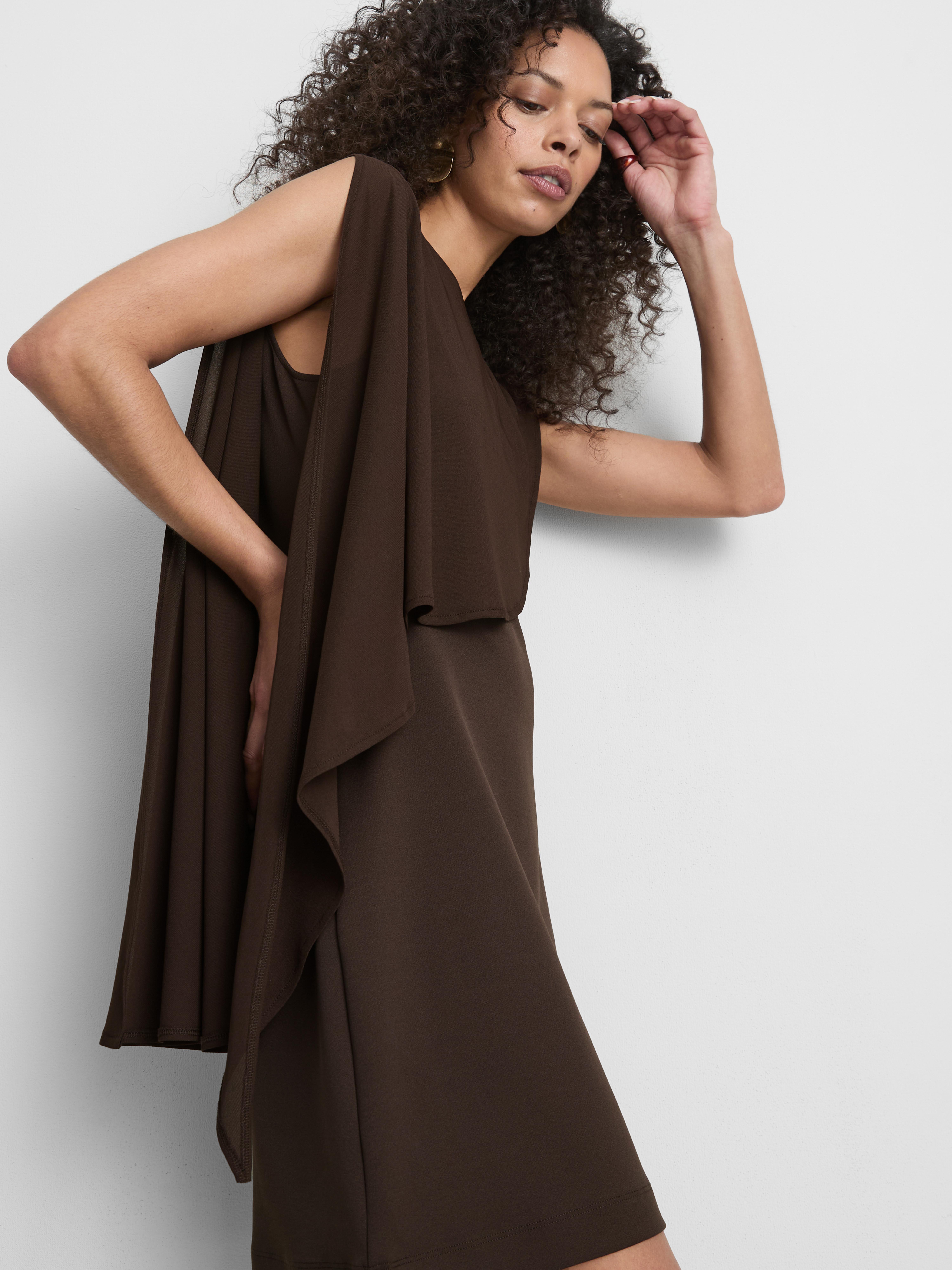 Asymmetric Mesh Cape Mini Dress