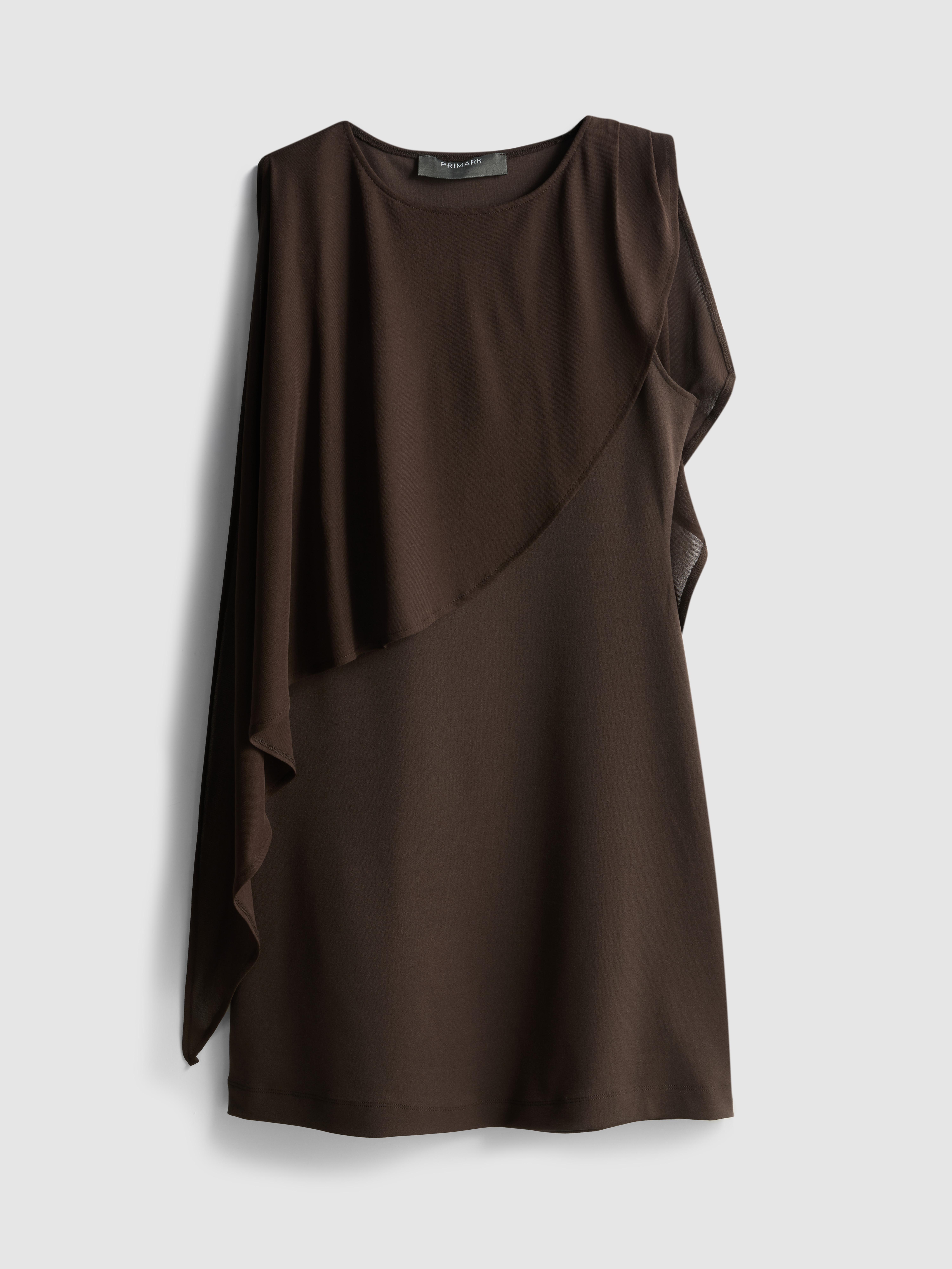 Asymmetric Mesh Cape Mini Dress