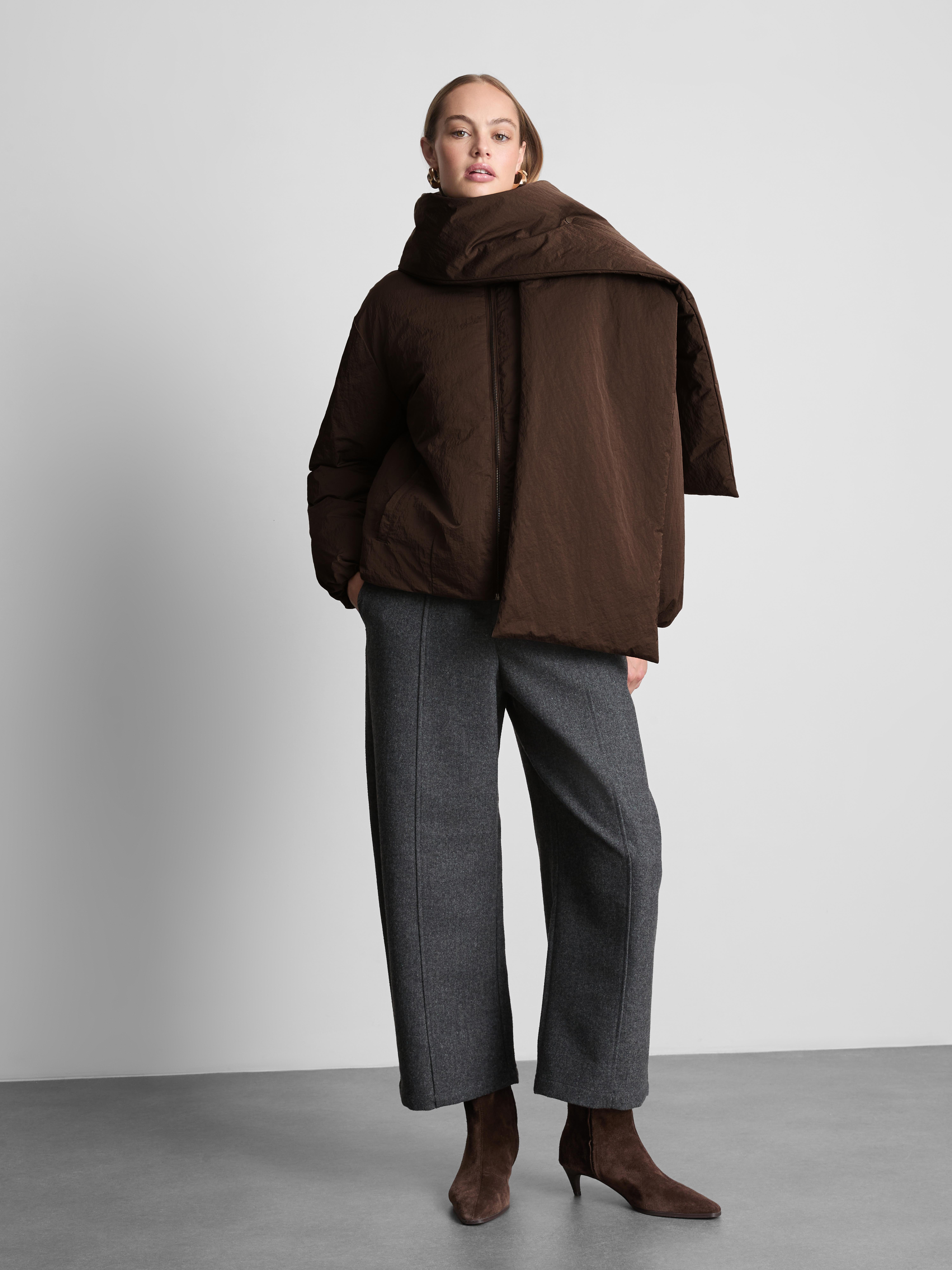 The Edit Scarf-Detail Puffer Jacket