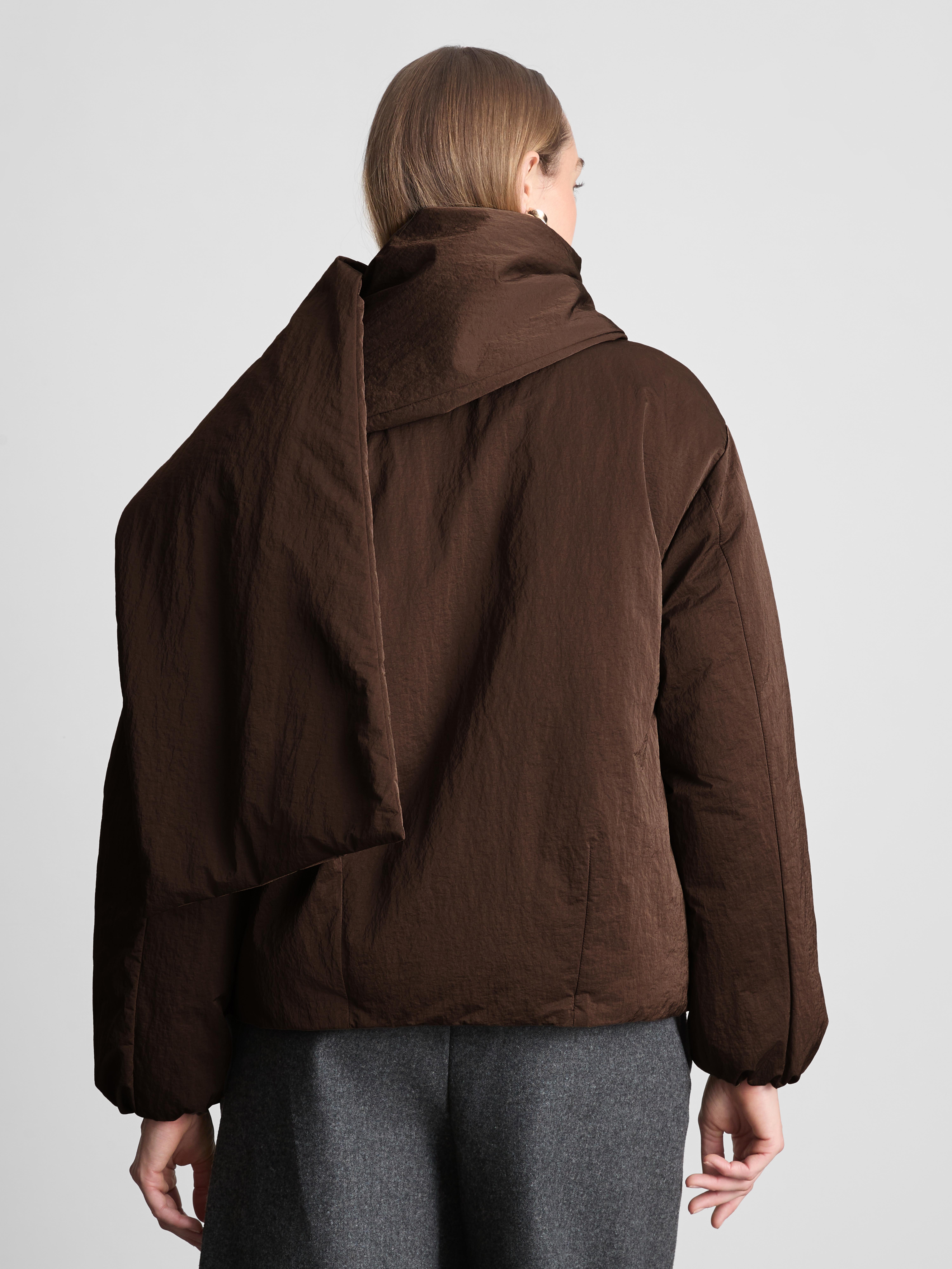 The Edit Scarf-Detail Puffer Jacket