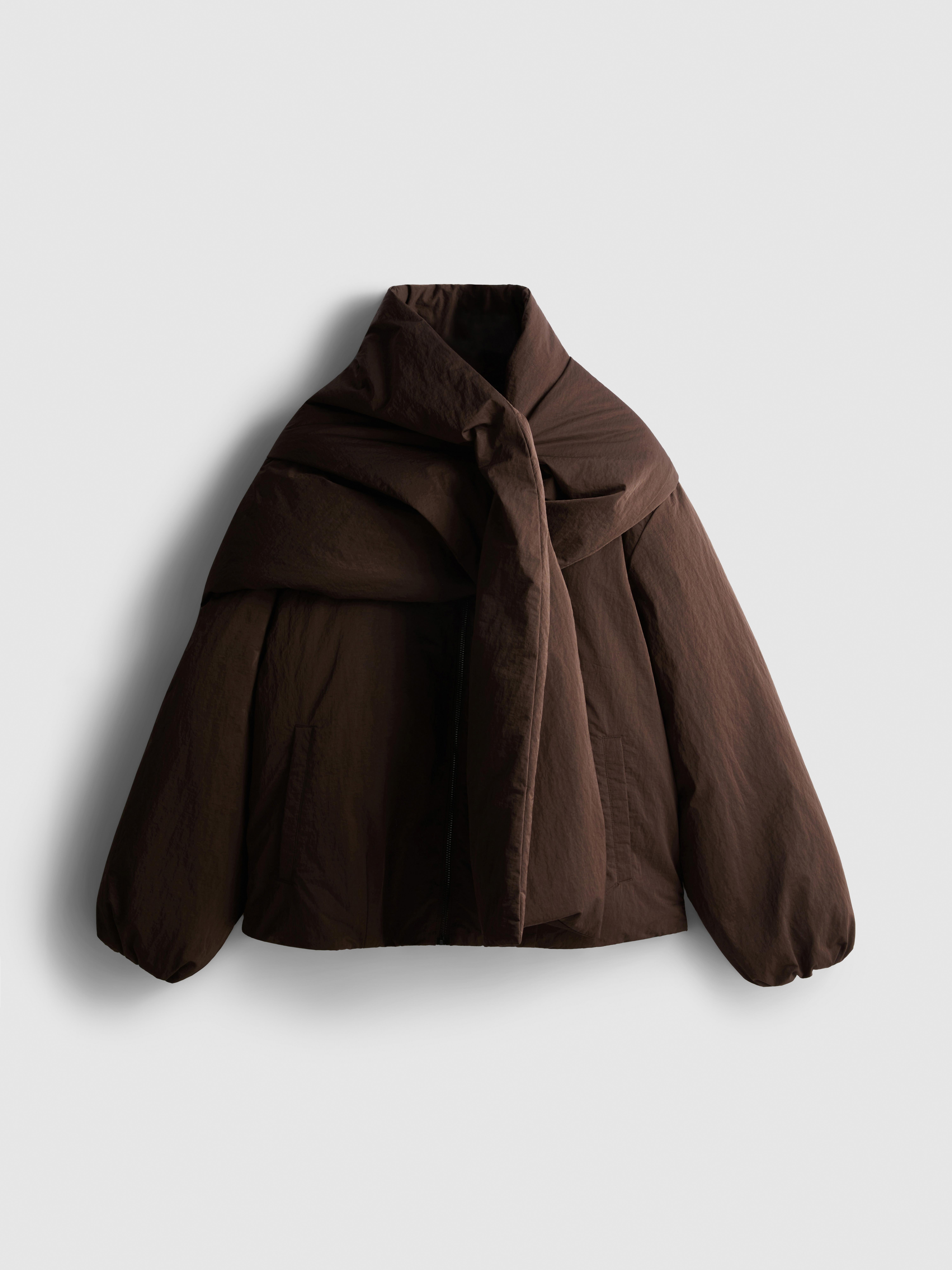 The Edit Scarf-Detail Puffer Jacket