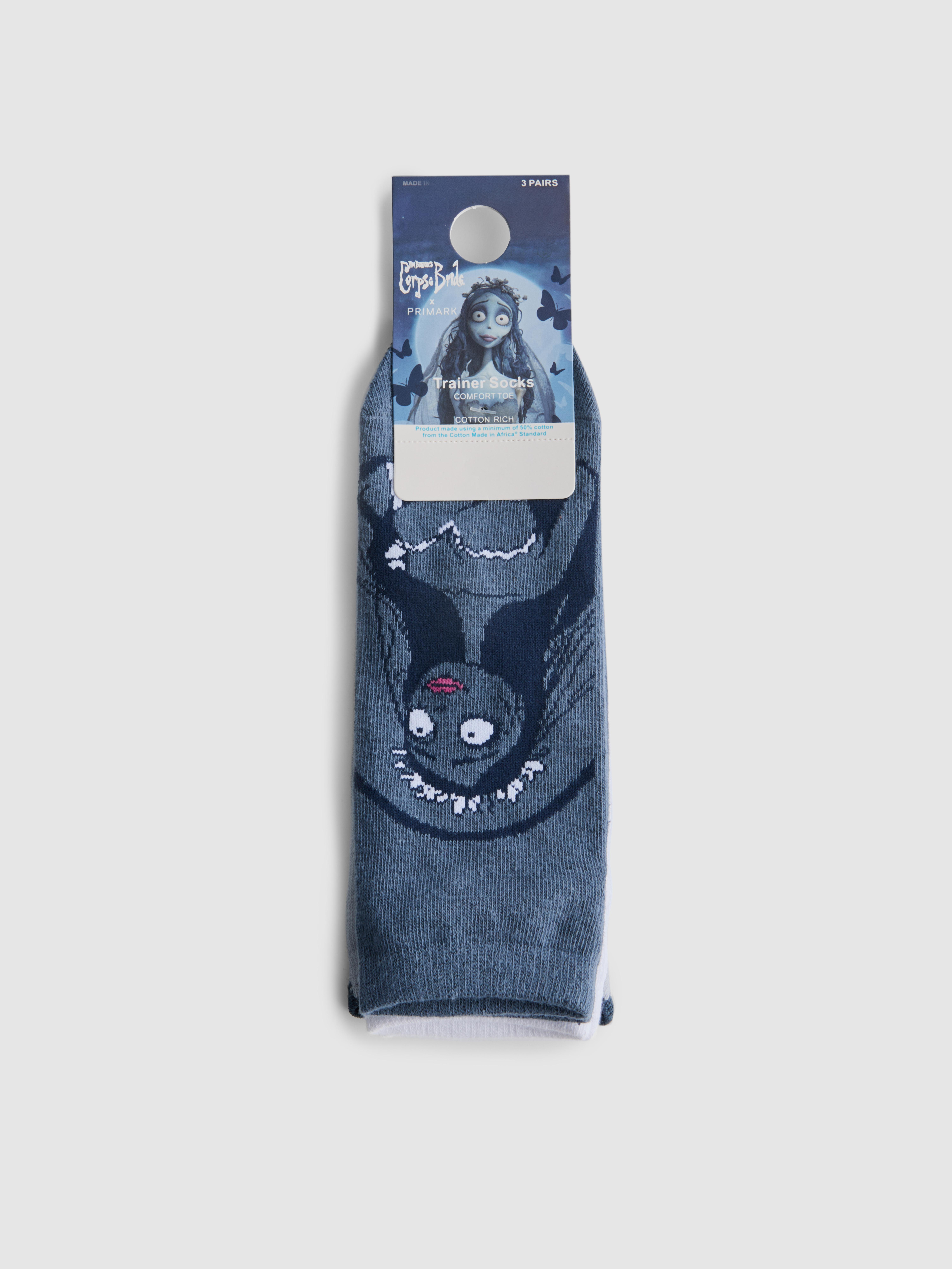 3pk Corpse Bride Graphic Ankle Socks