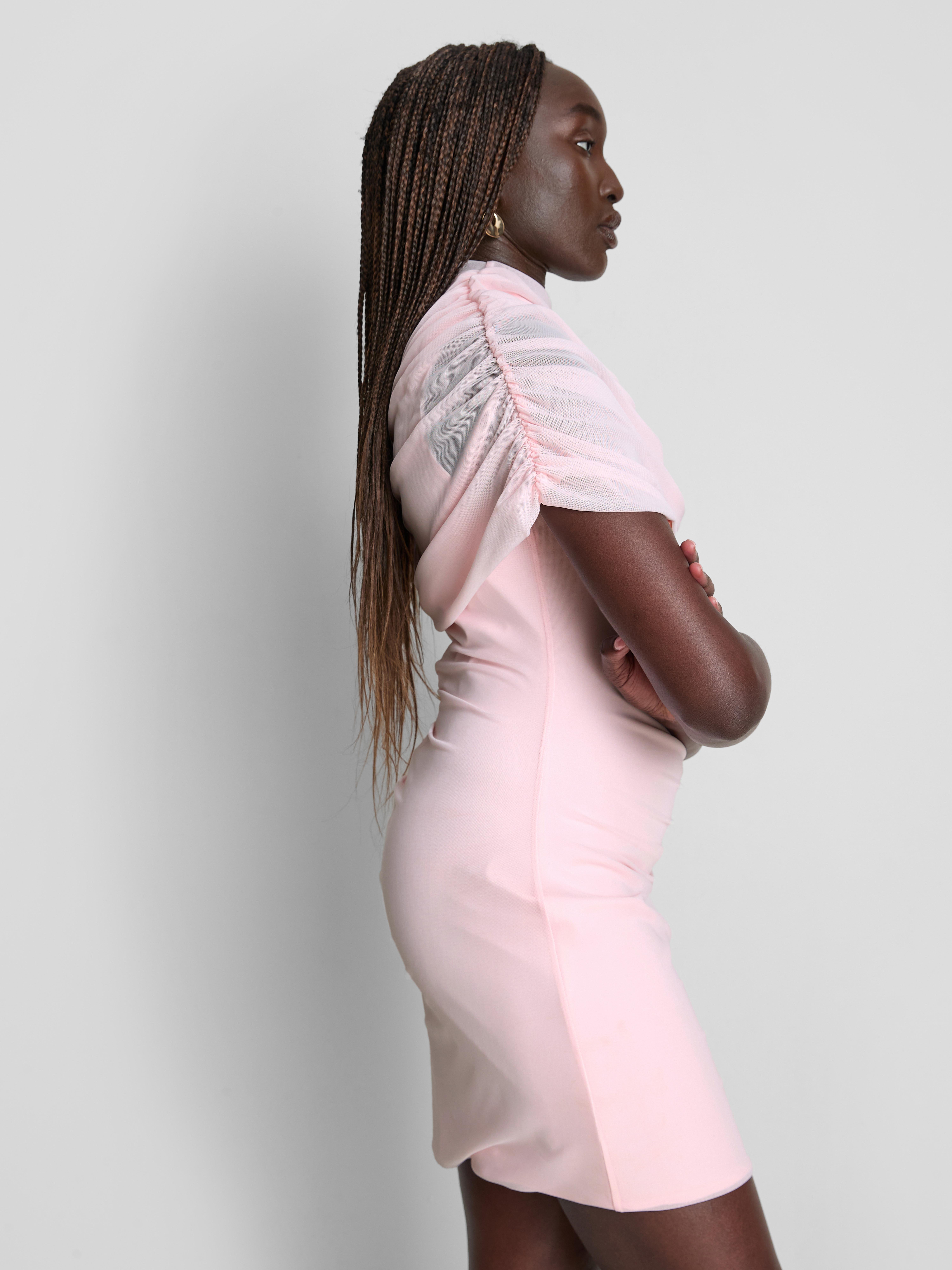 Mesh Drape Mini Dress
