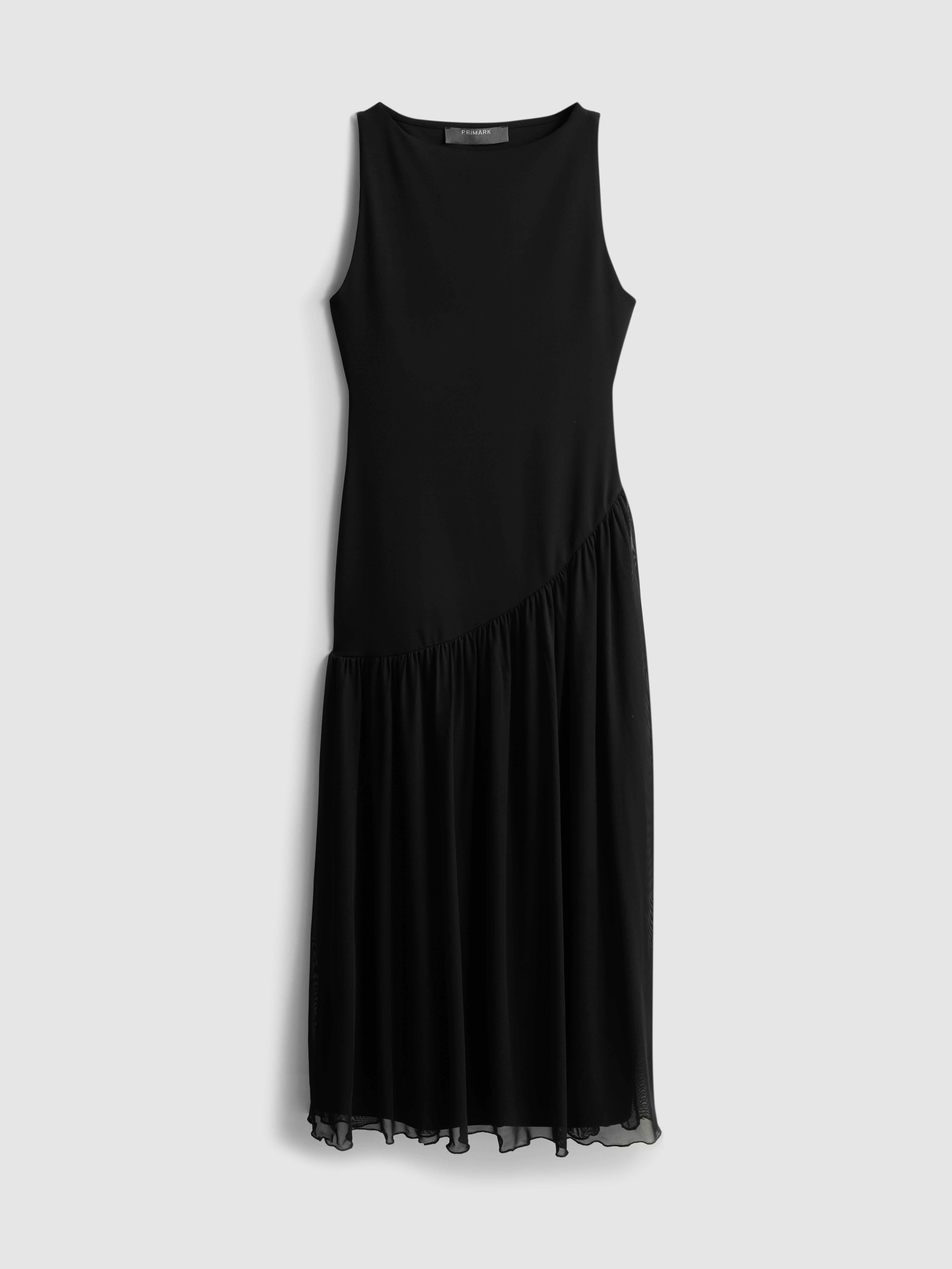 Asymmetric Drop Hem Midi Dress