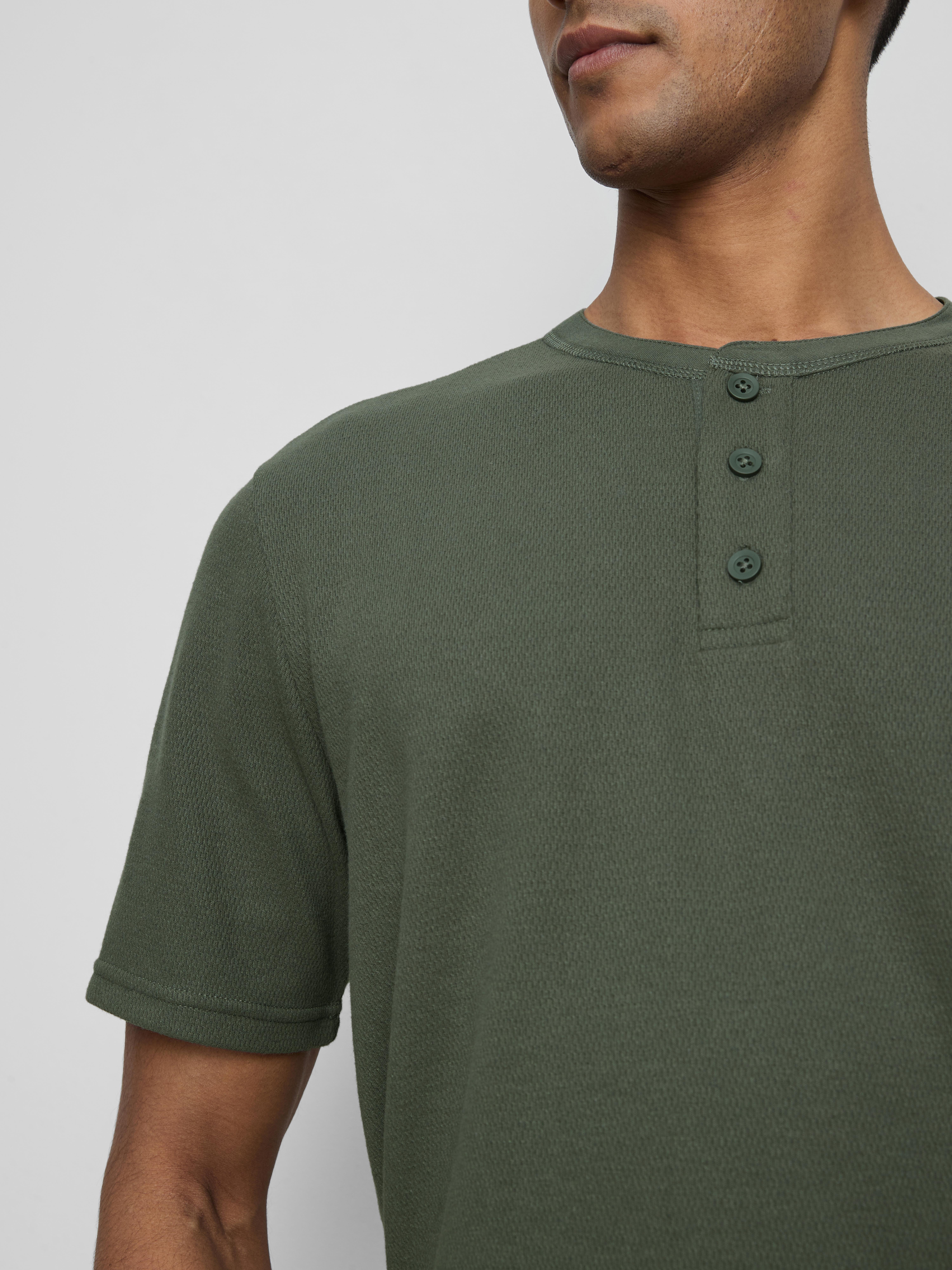 Henley-shirt met textuur