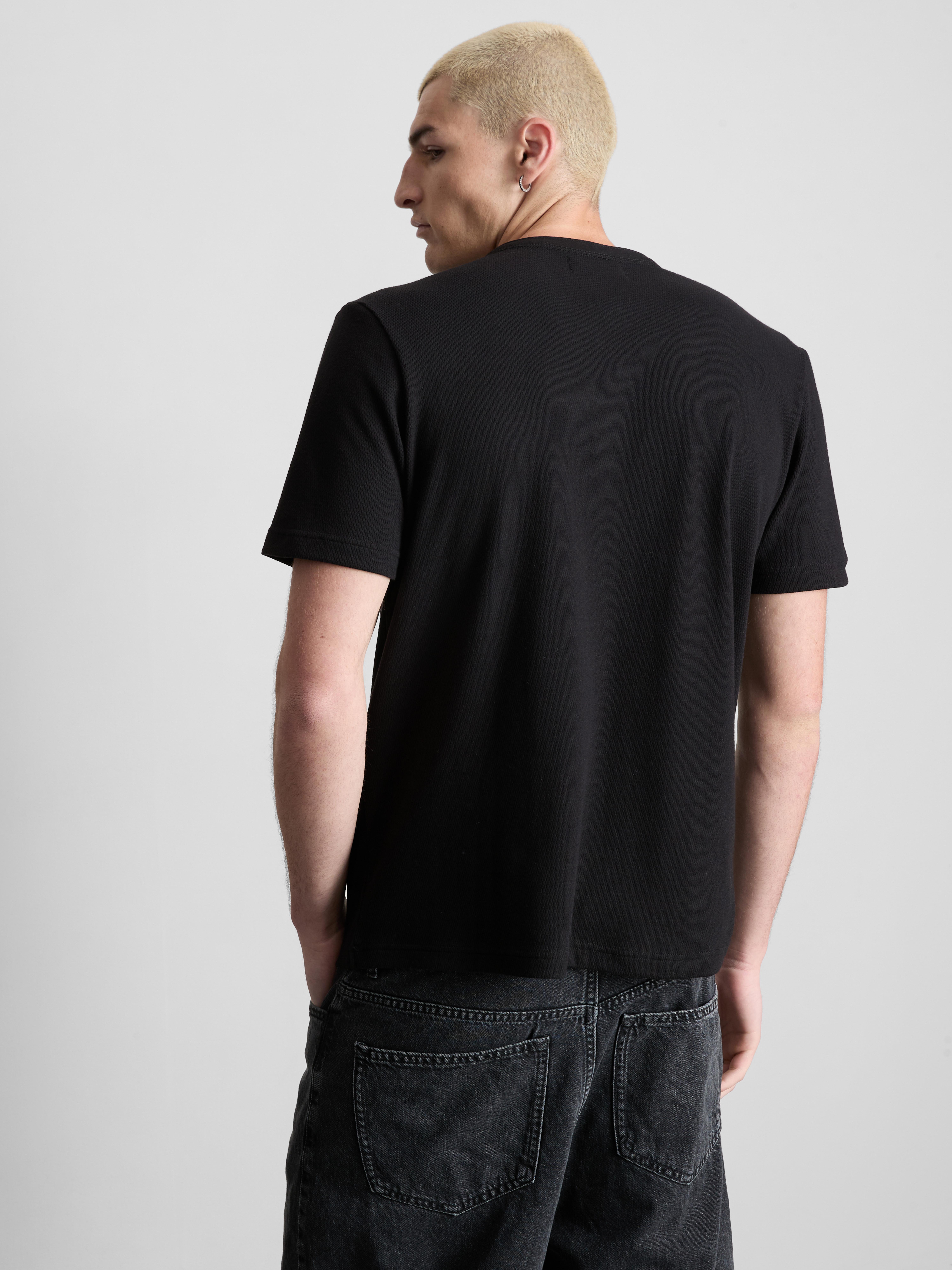 Henley-shirt met textuur