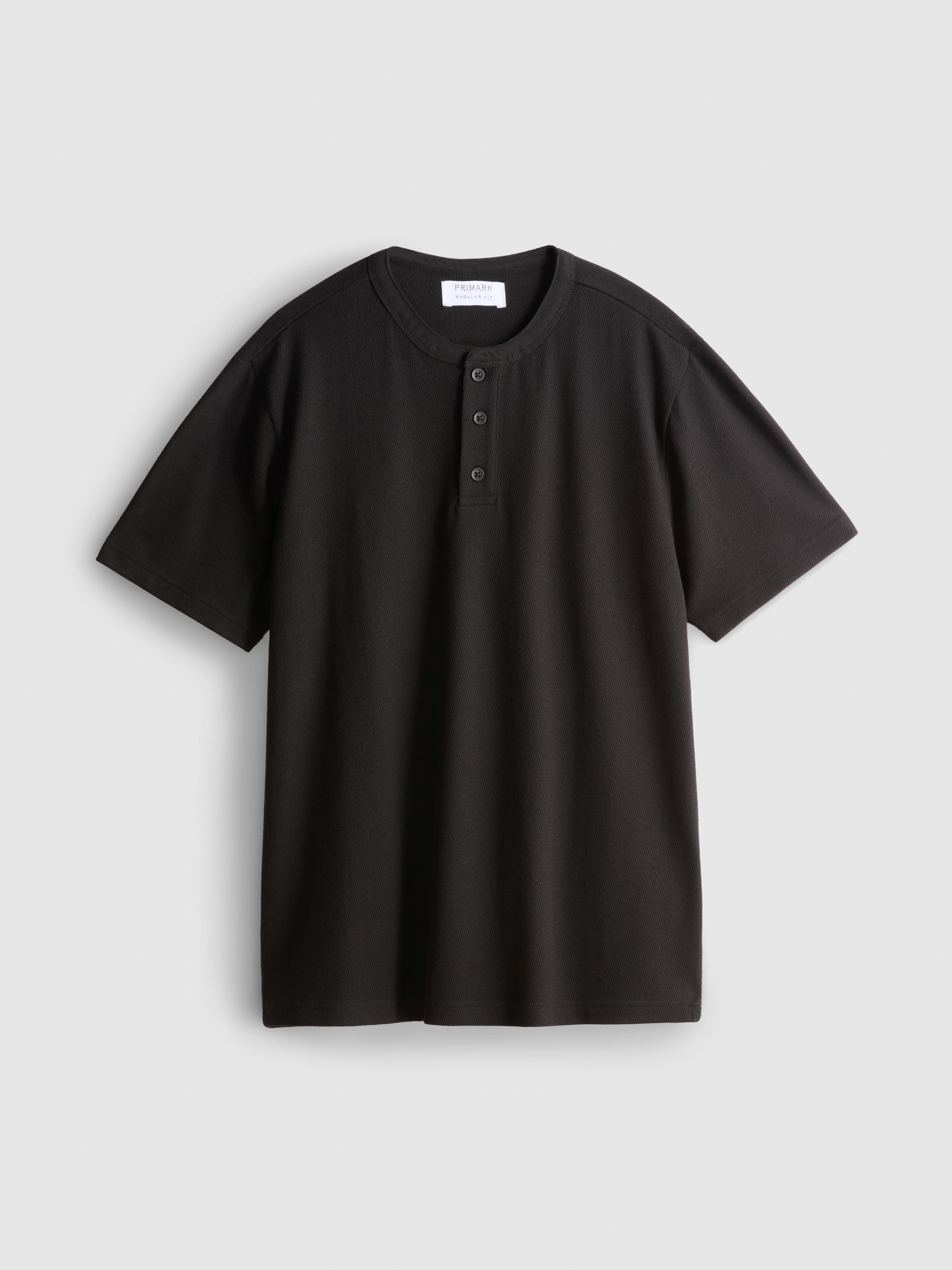 Henley-shirt met textuur