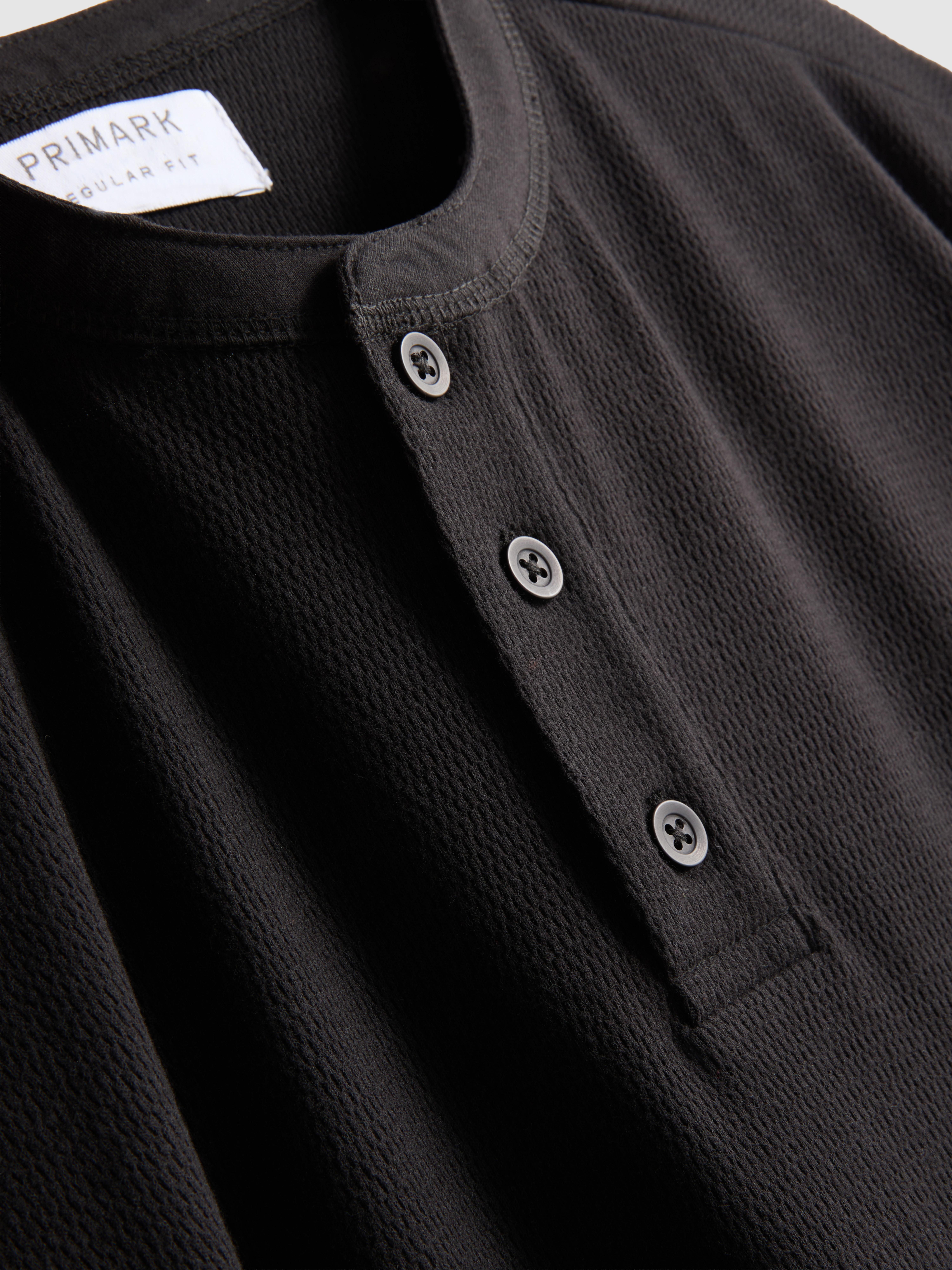 Henley-shirt met textuur