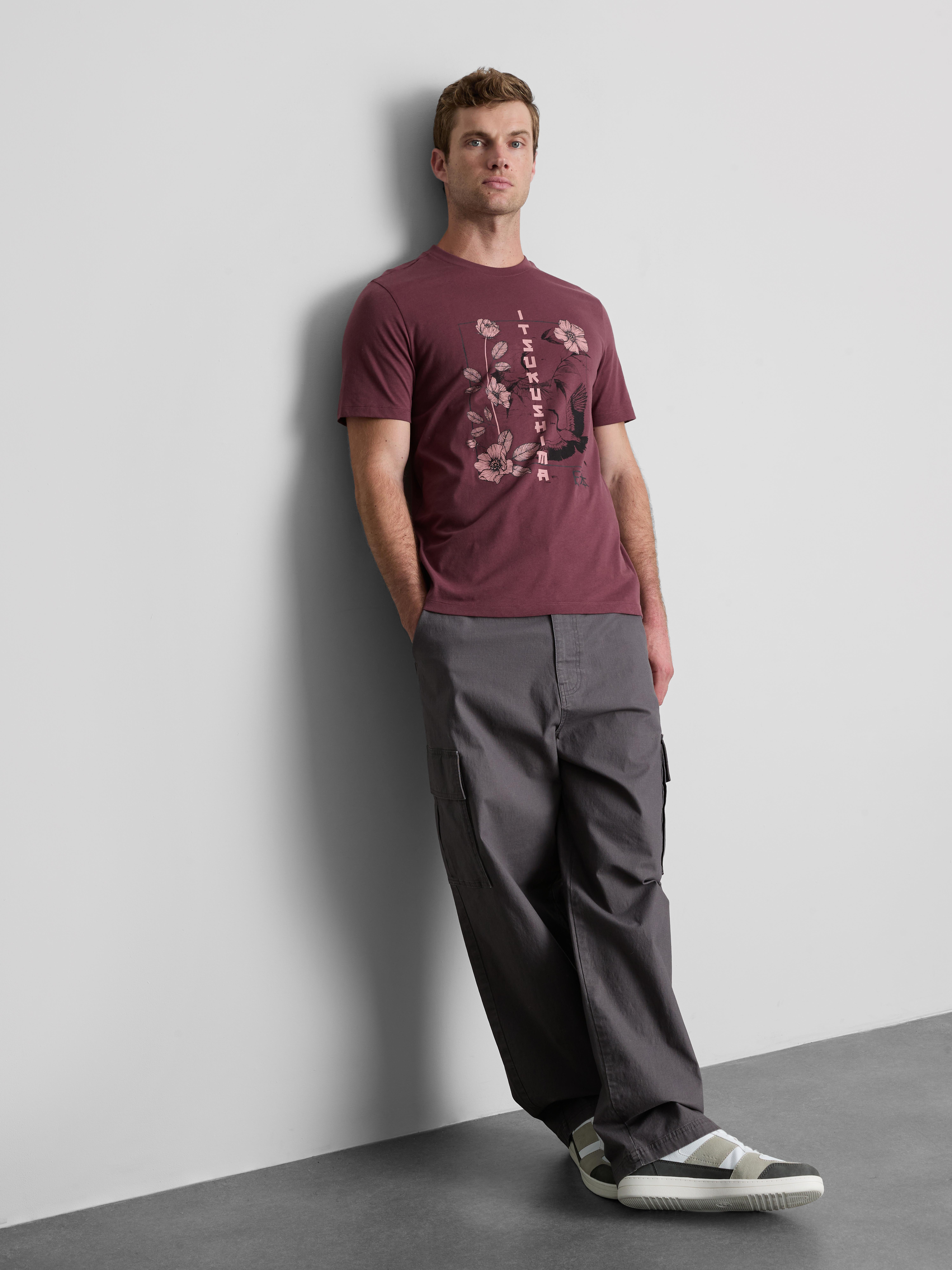 Pure Cotton Crane Graphic T-Shirt