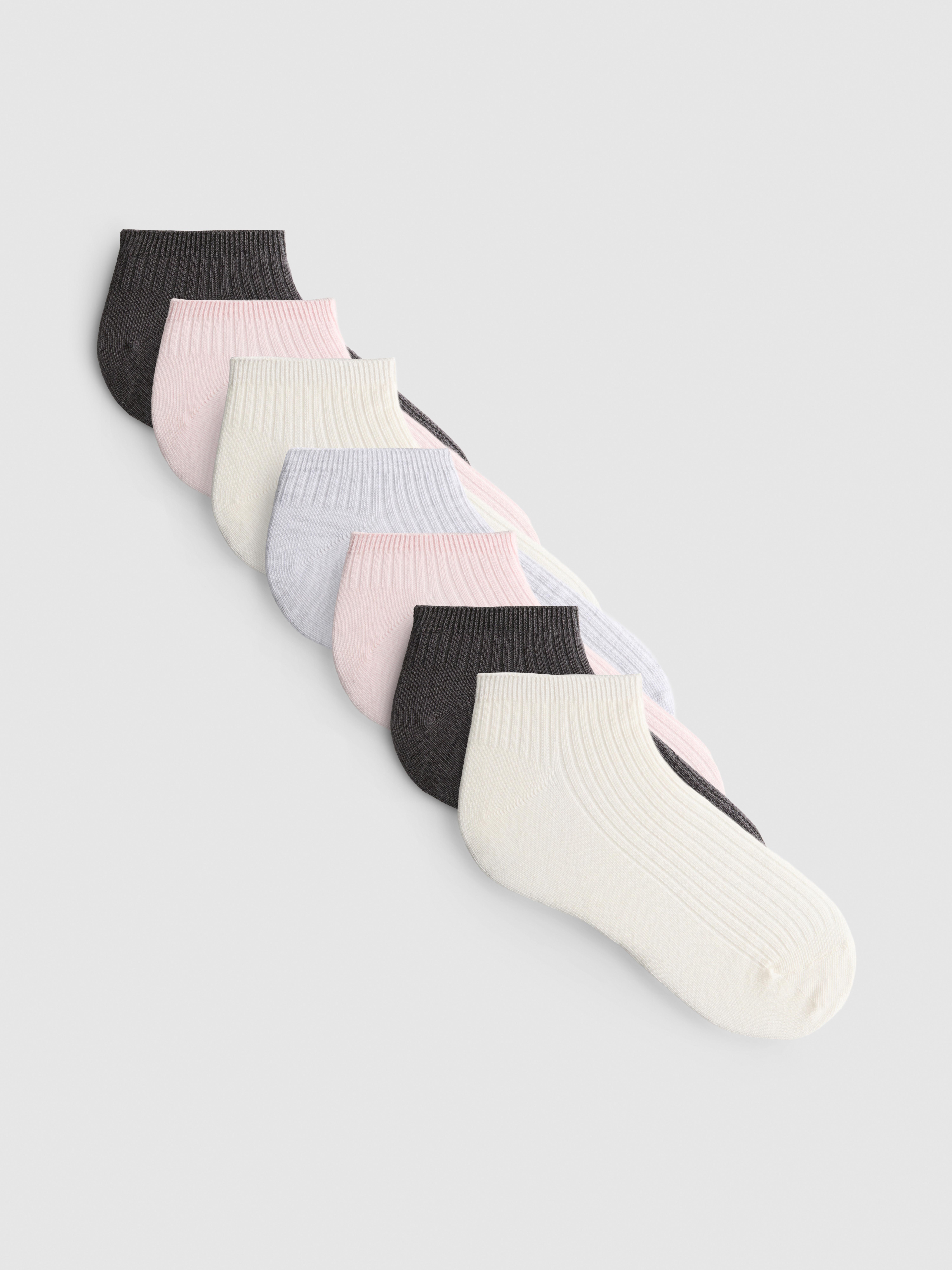 Katoenrijke geribde sneakersokken, 7 paar