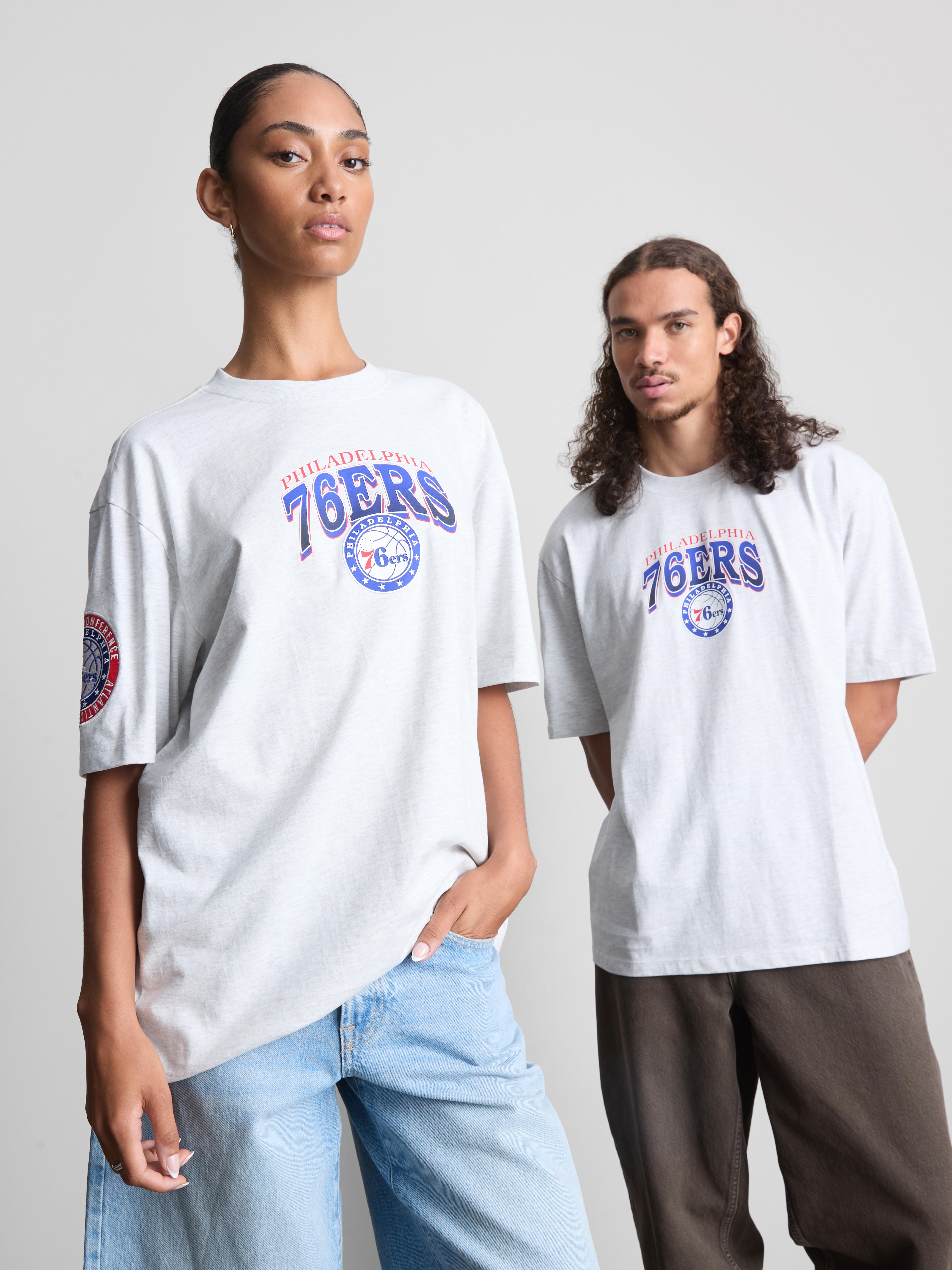 Men's Gray Heather NBA Philadelphia 76ers Pure Cotton Graphic T