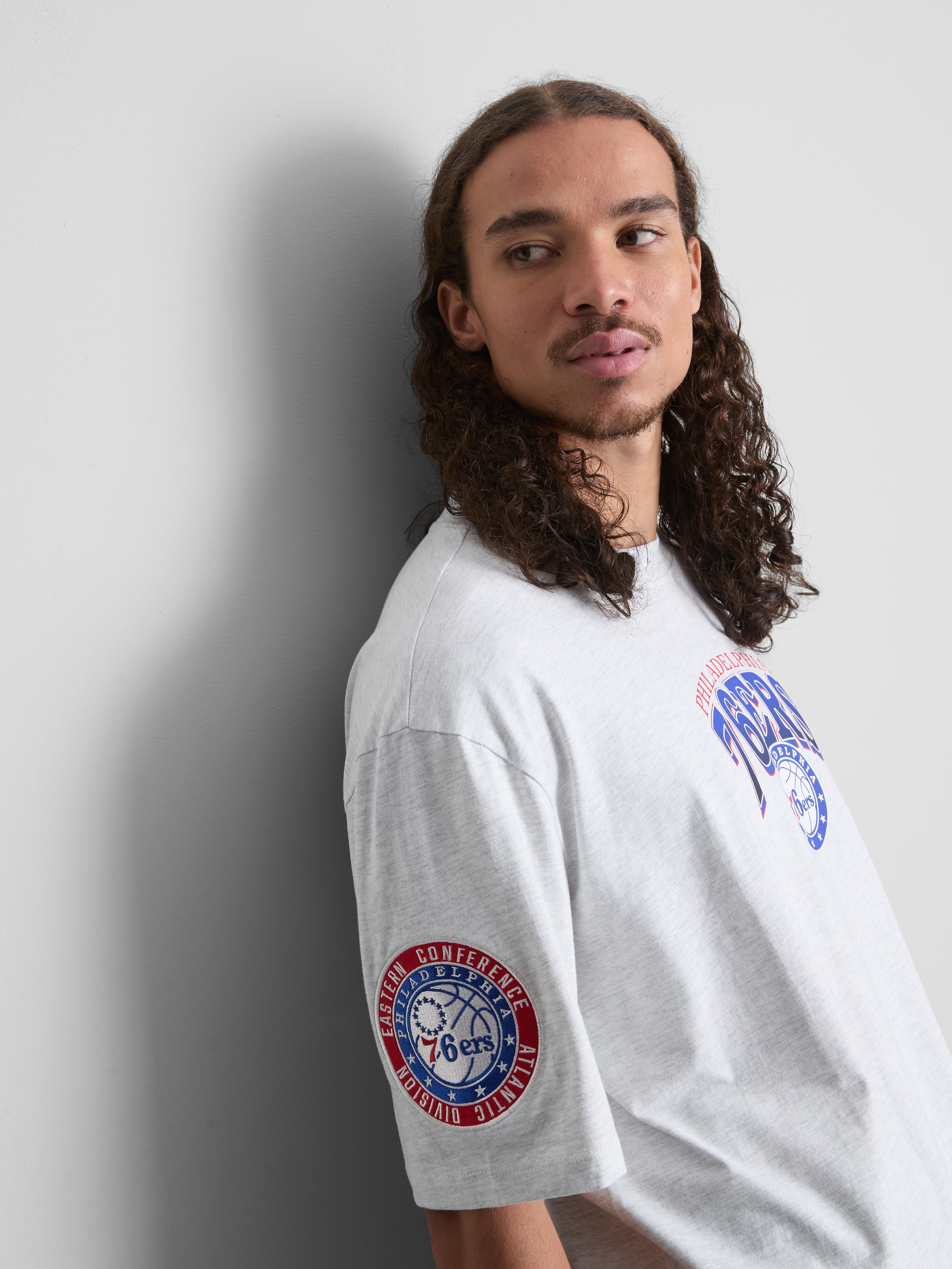 Men's Gray Heather NBA Philadelphia 76ers Pure Cotton Graphic T