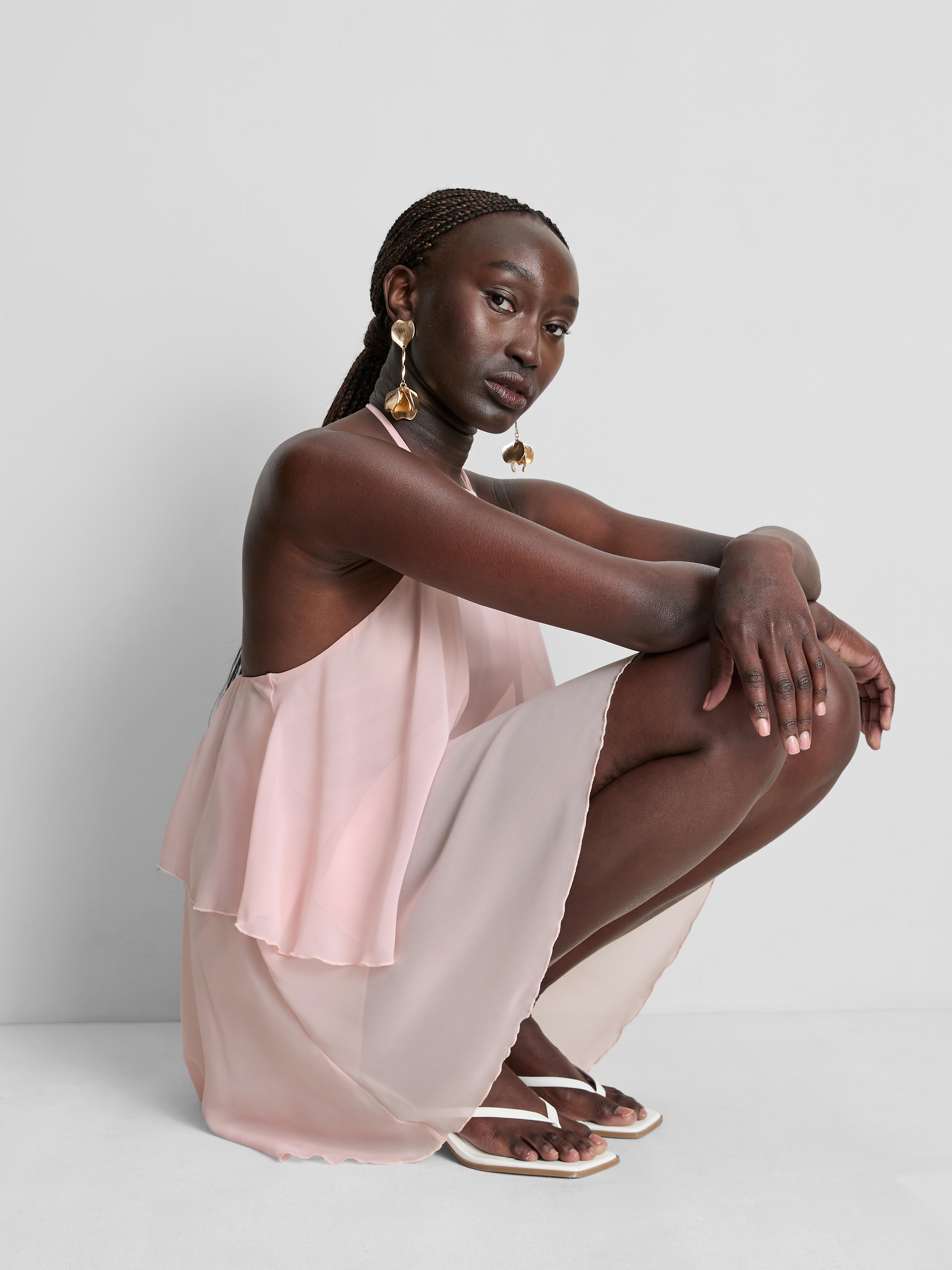 Tiered Chiffon Mini Dress