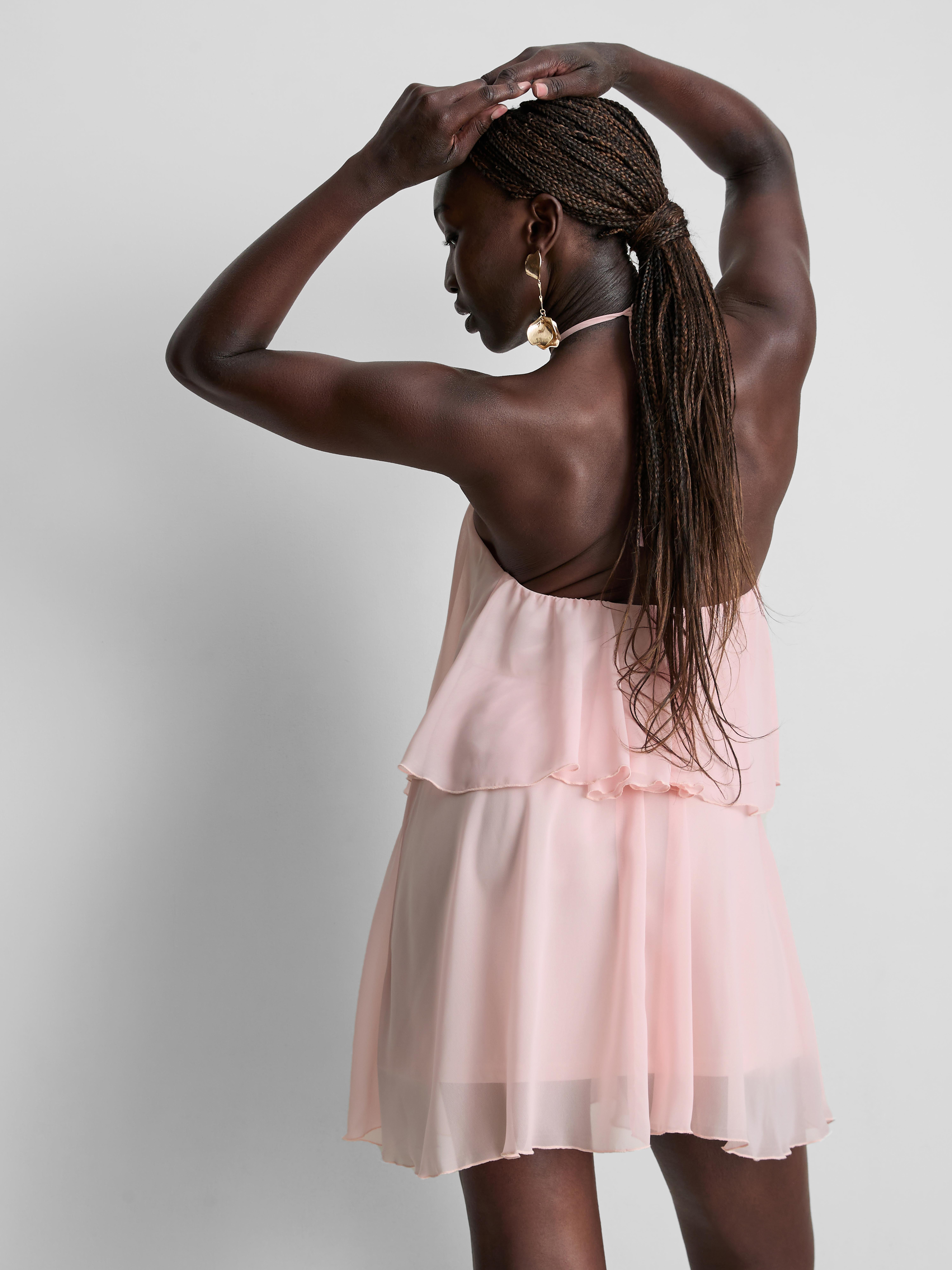 Tiered Chiffon Mini Dress
