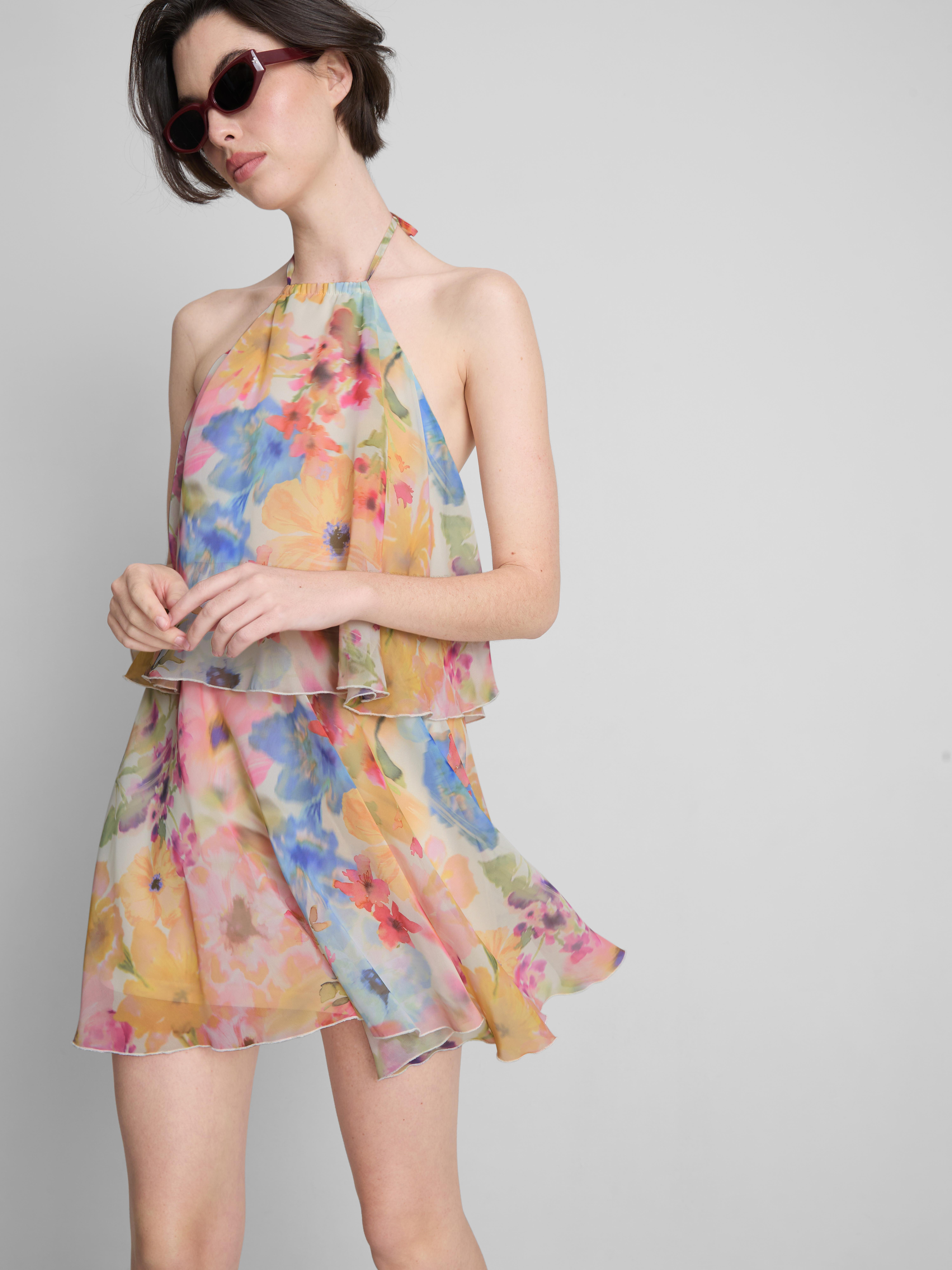 Tiered Chiffon Mini Dress