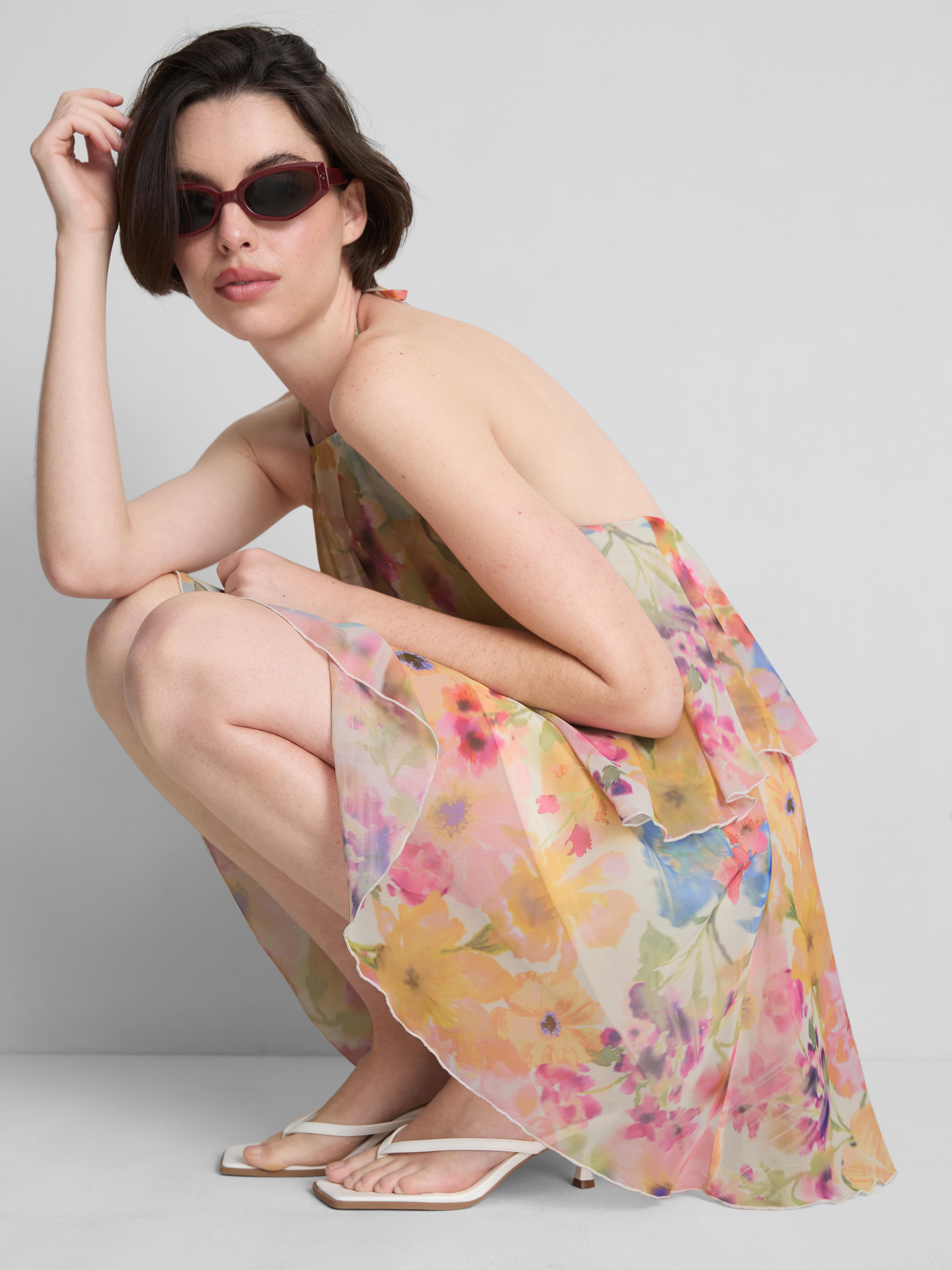 Tiered Chiffon Mini Dress