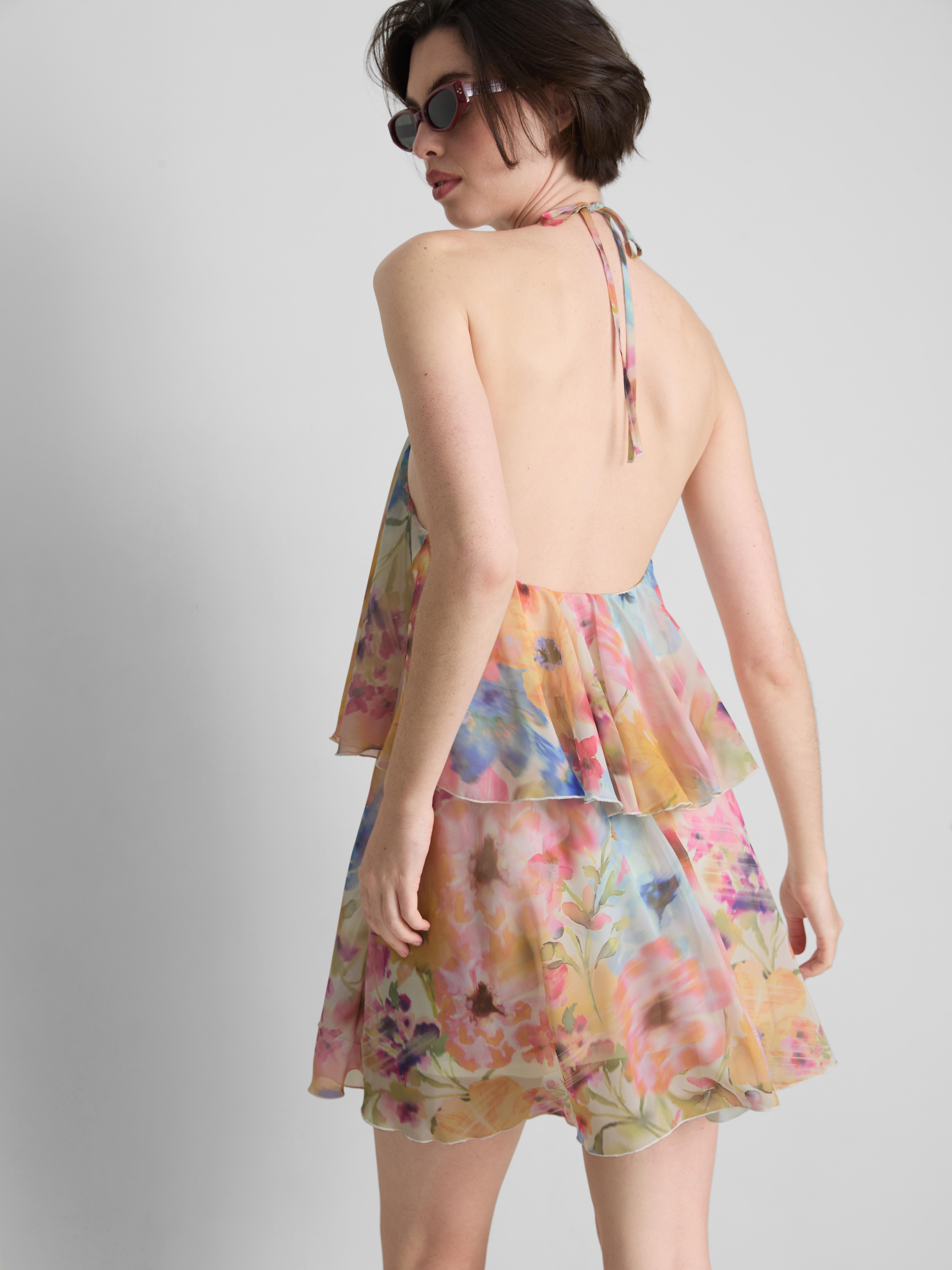 Tiered Chiffon Mini Dress