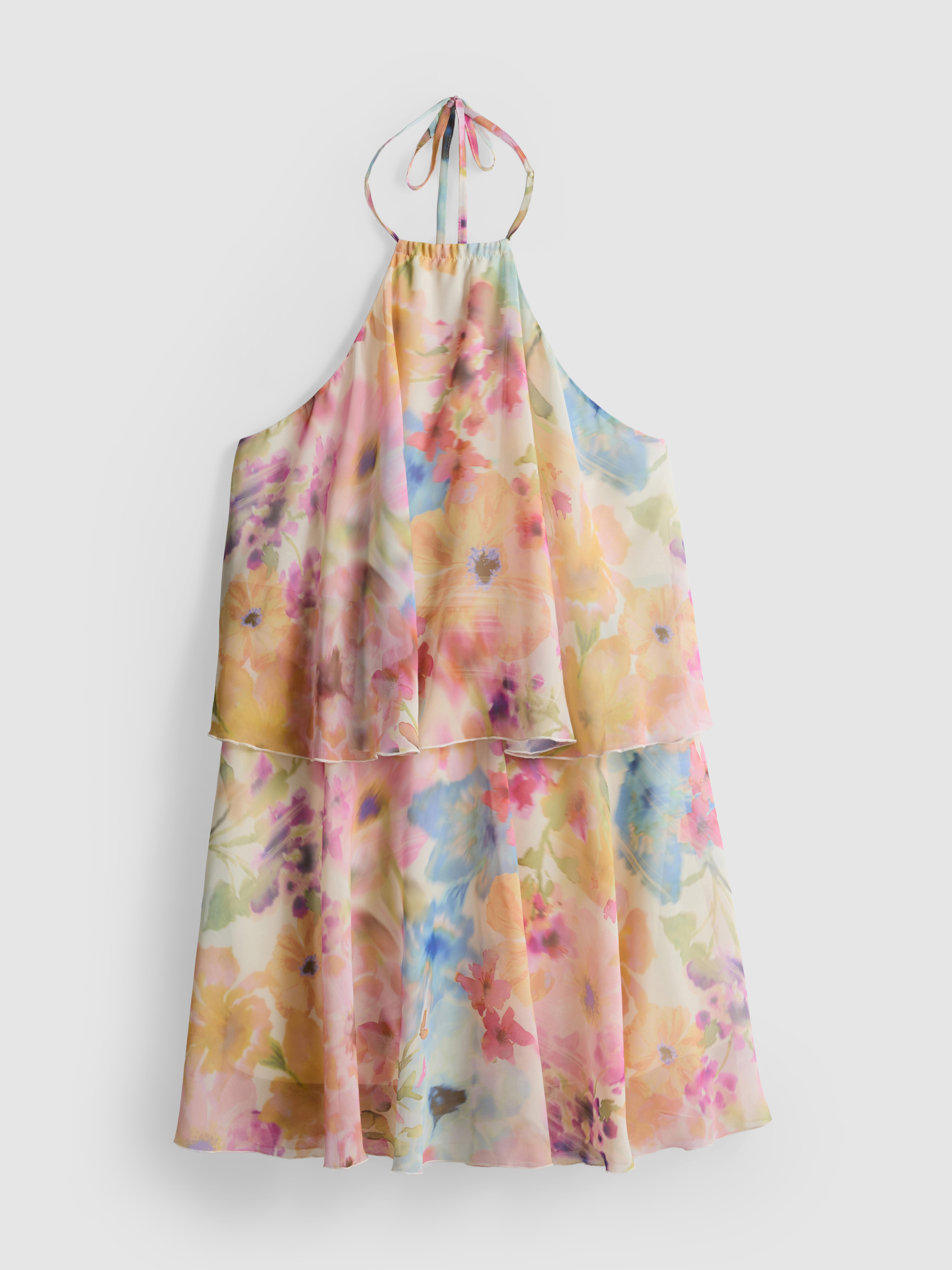 Tiered Chiffon Mini Dress