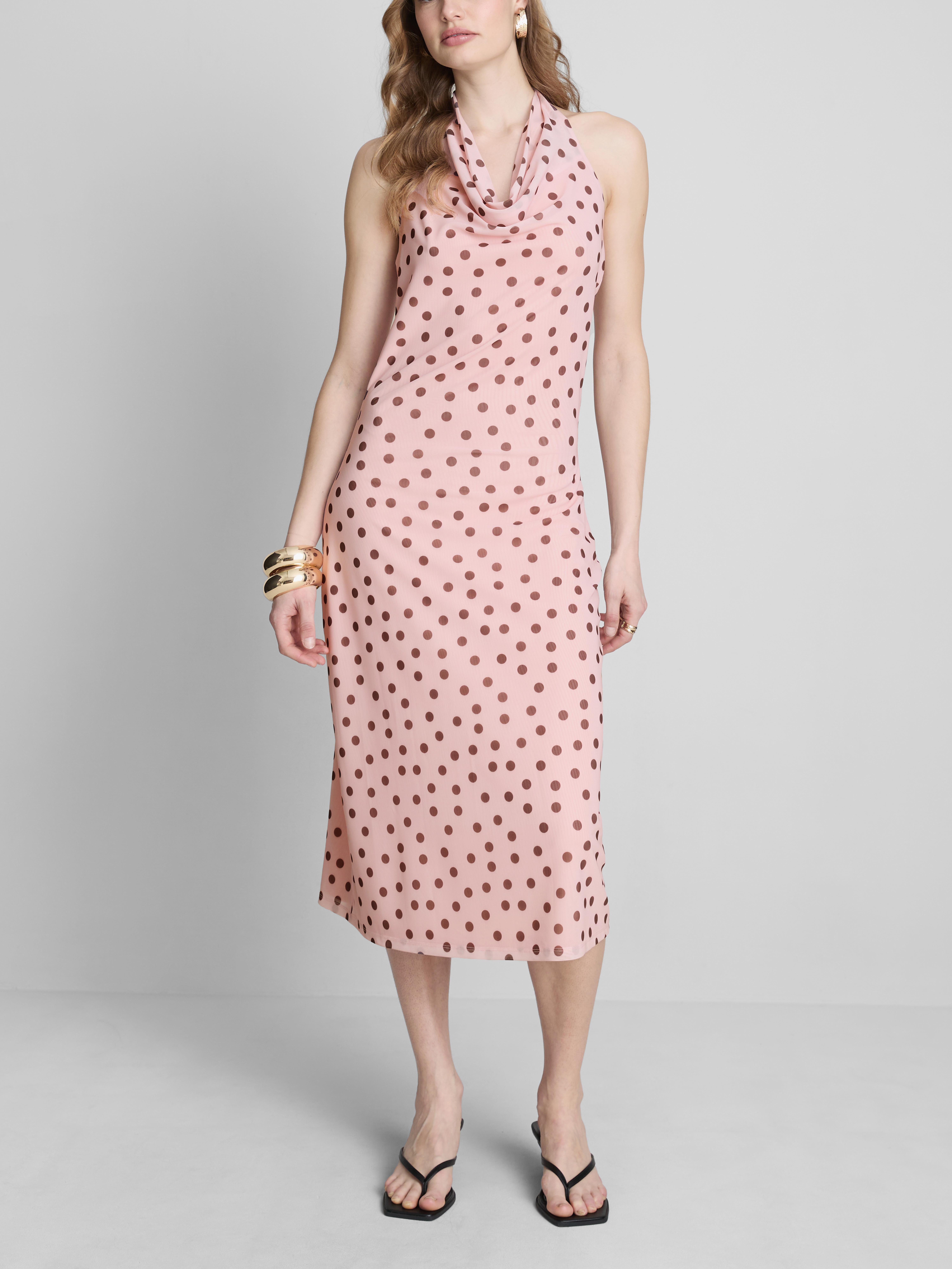 Womens Pink Polka Dot Cowl Neck Midi Dress | Primark