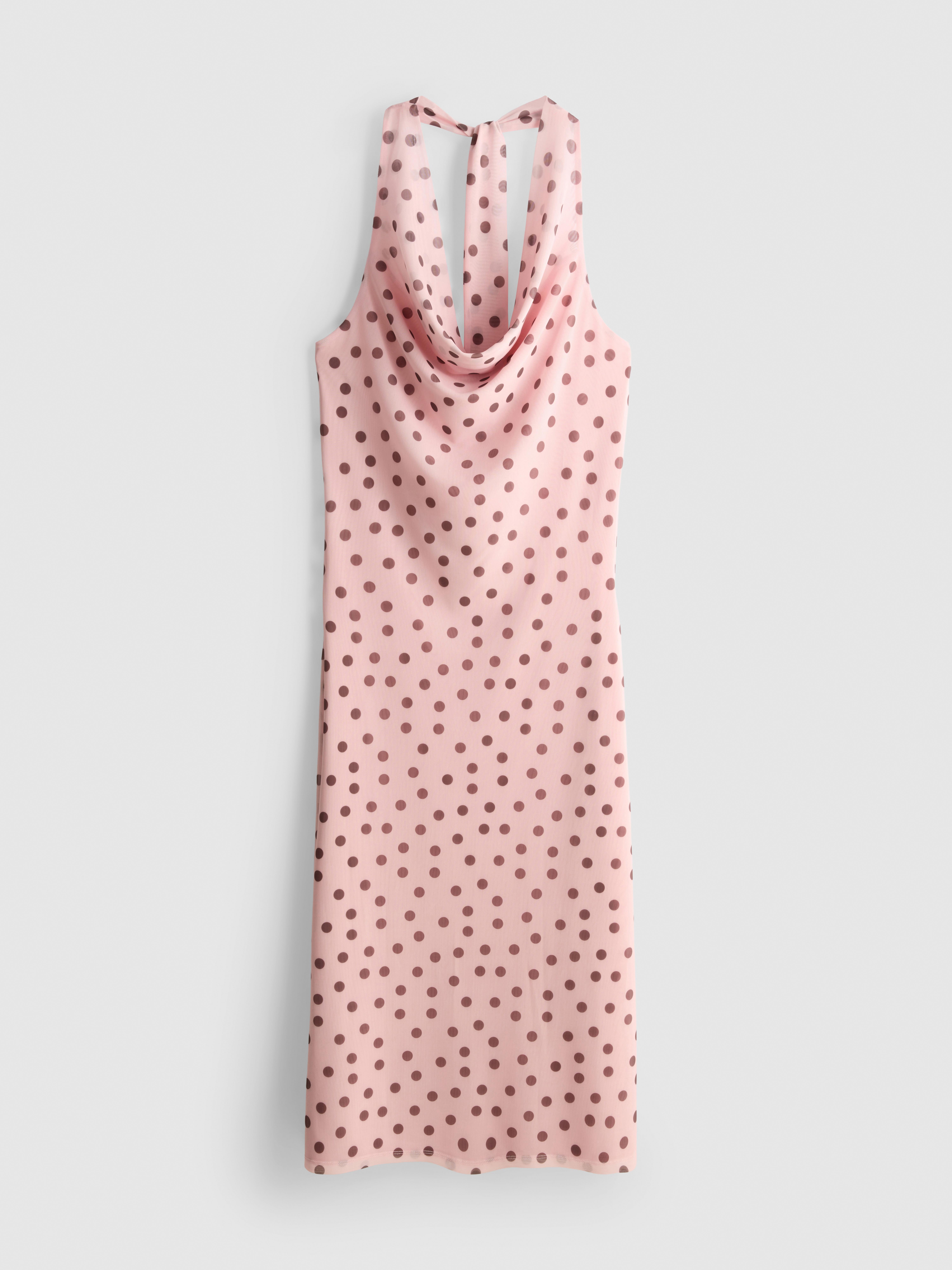 Polka Dot Cowl Neck Midi Dress