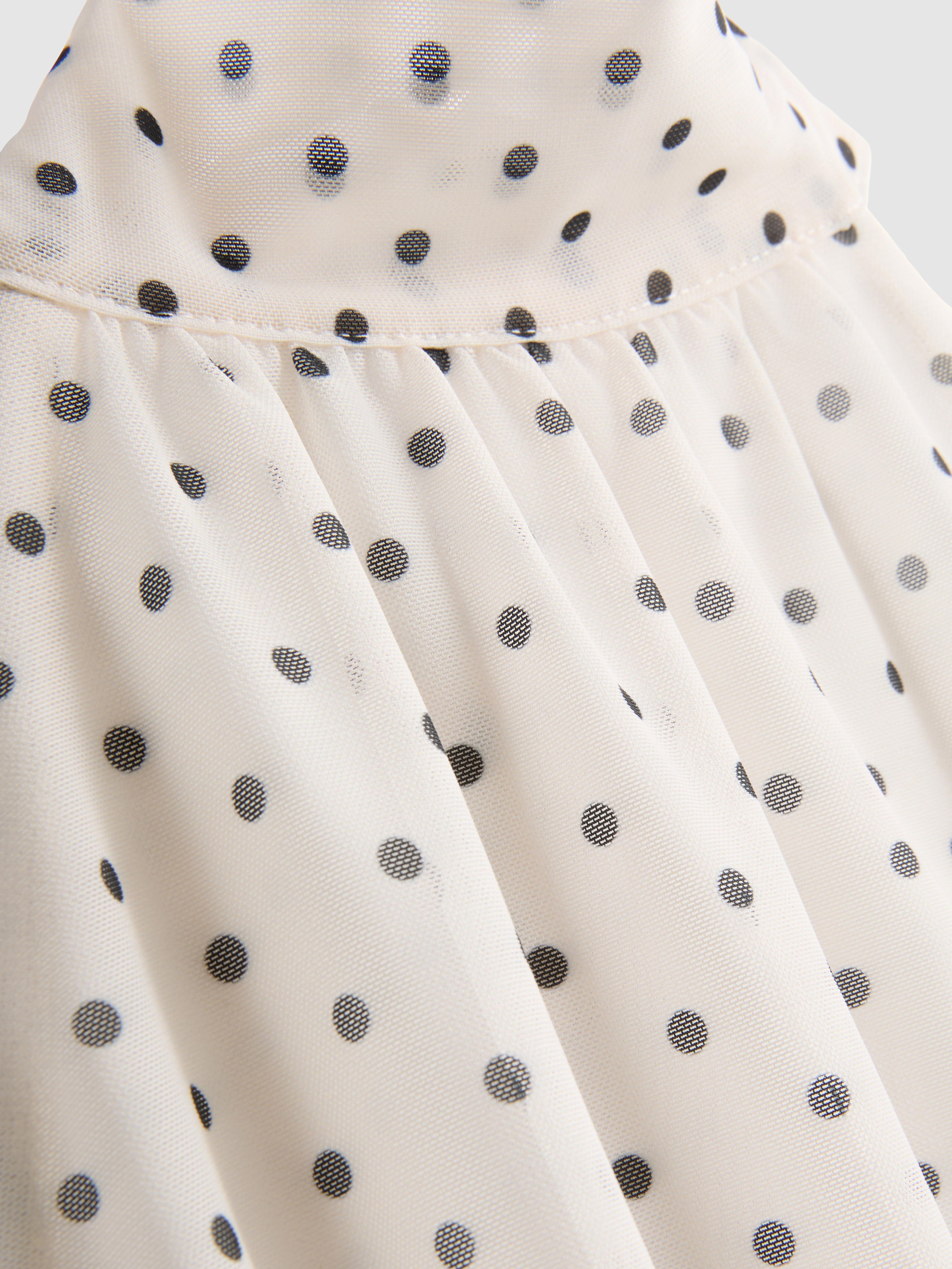 Womens Black/White Polka Dot Mesh Halterneck Mini Dress | Primark
