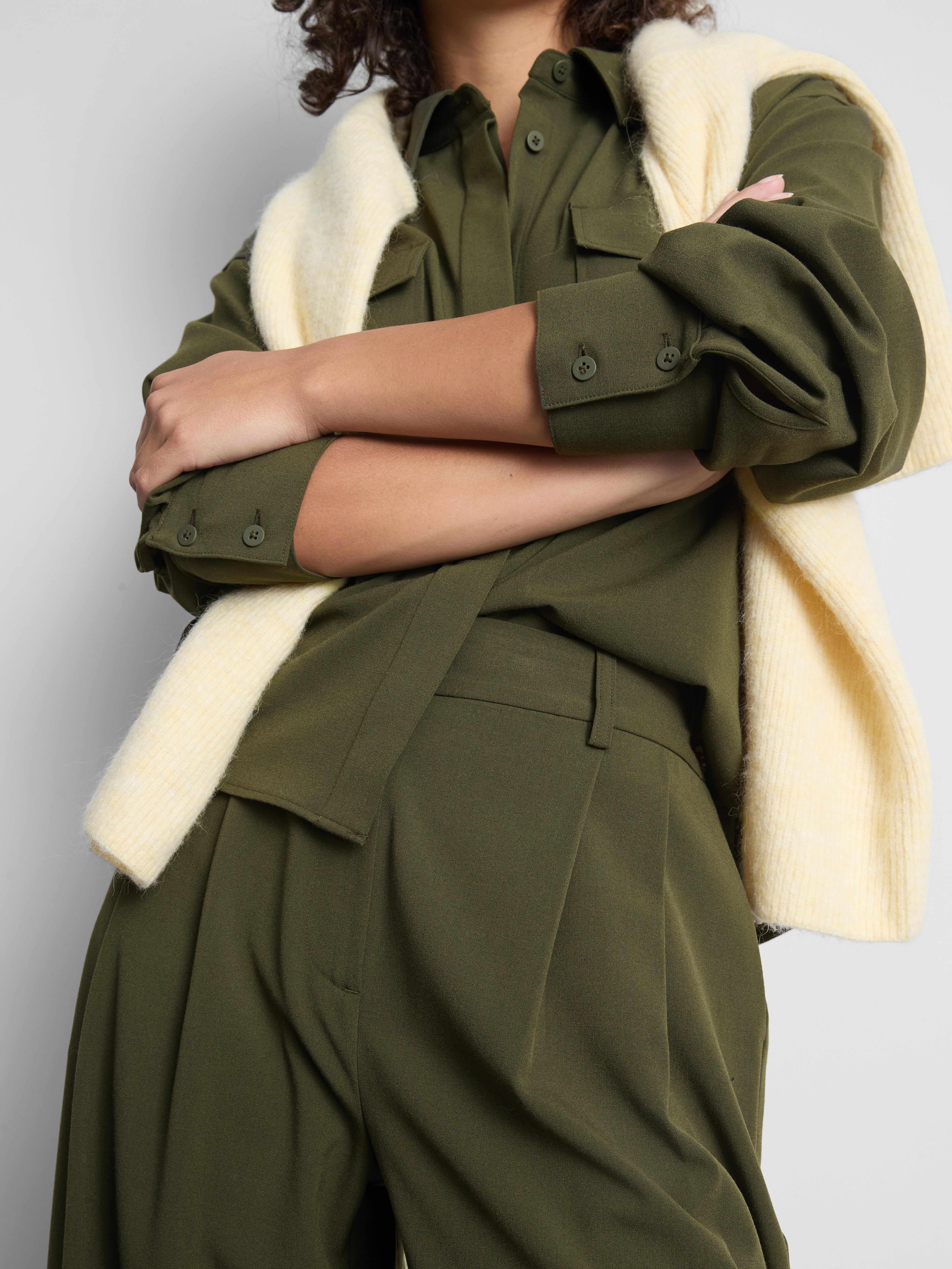 Womens Khaki Tailored Wide Leg Trousers | Primark