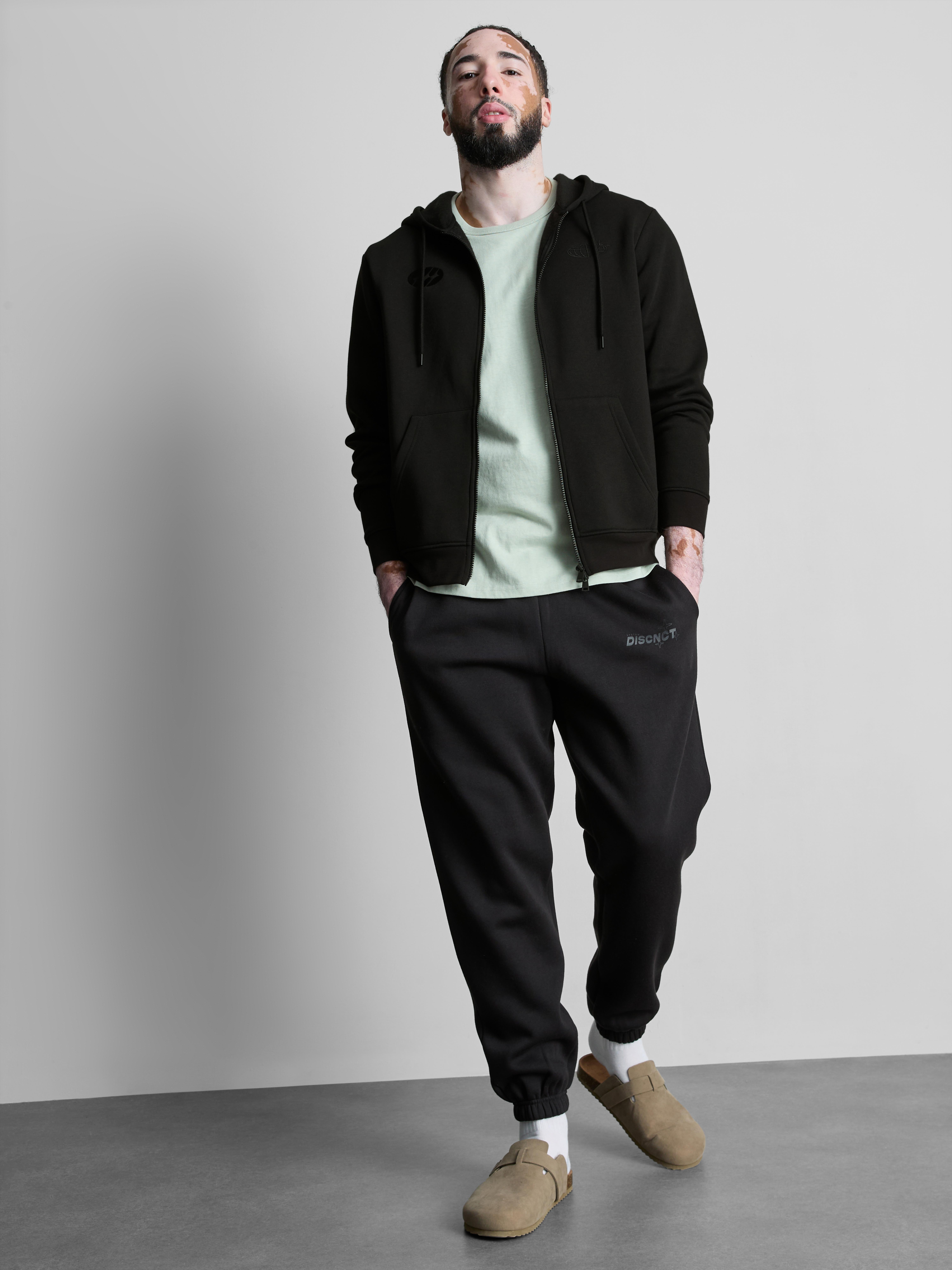 Embroidered Zip-Up Lounge Hoodie