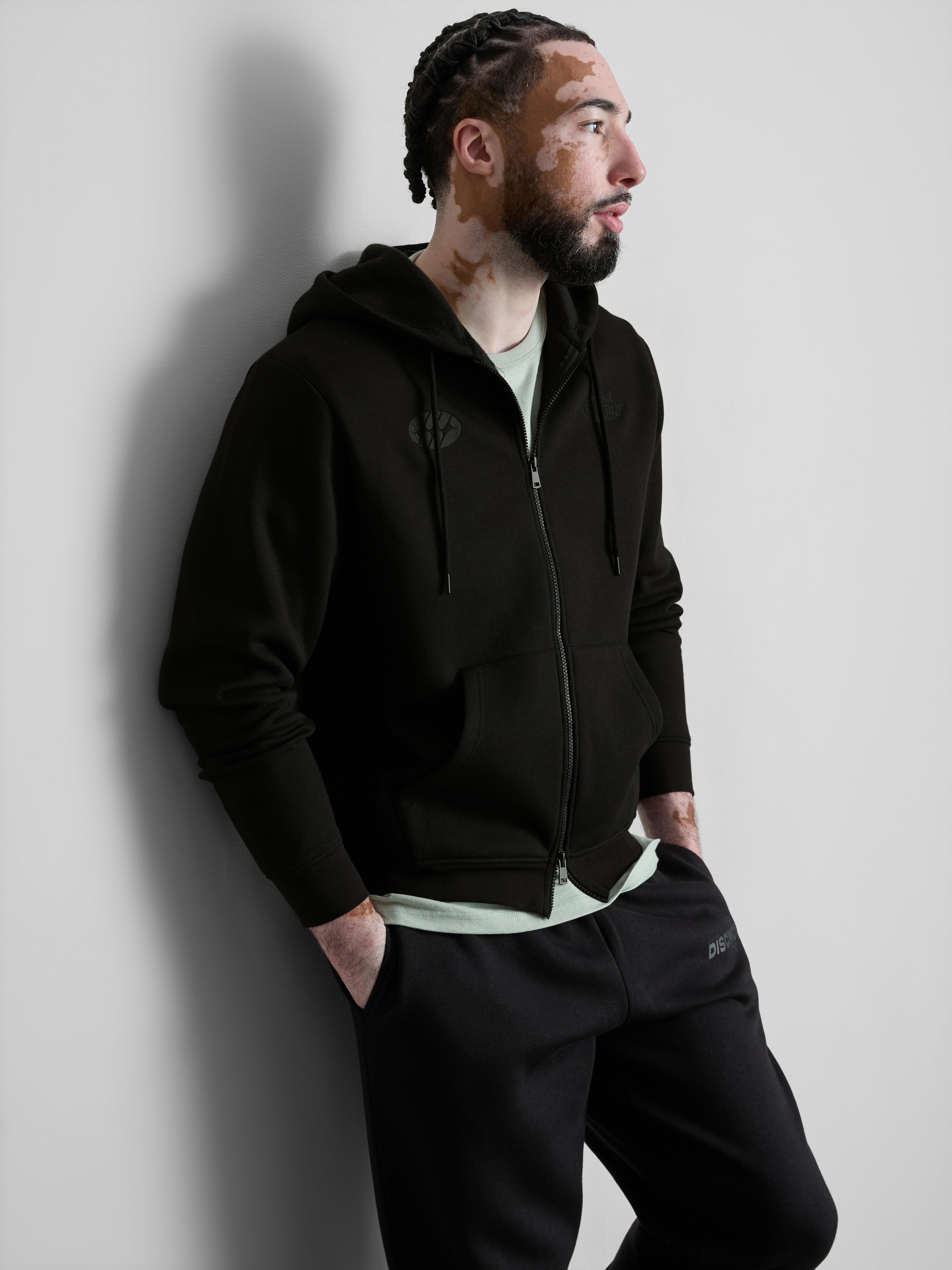Embroidered Zip-Up Lounge Hoodie