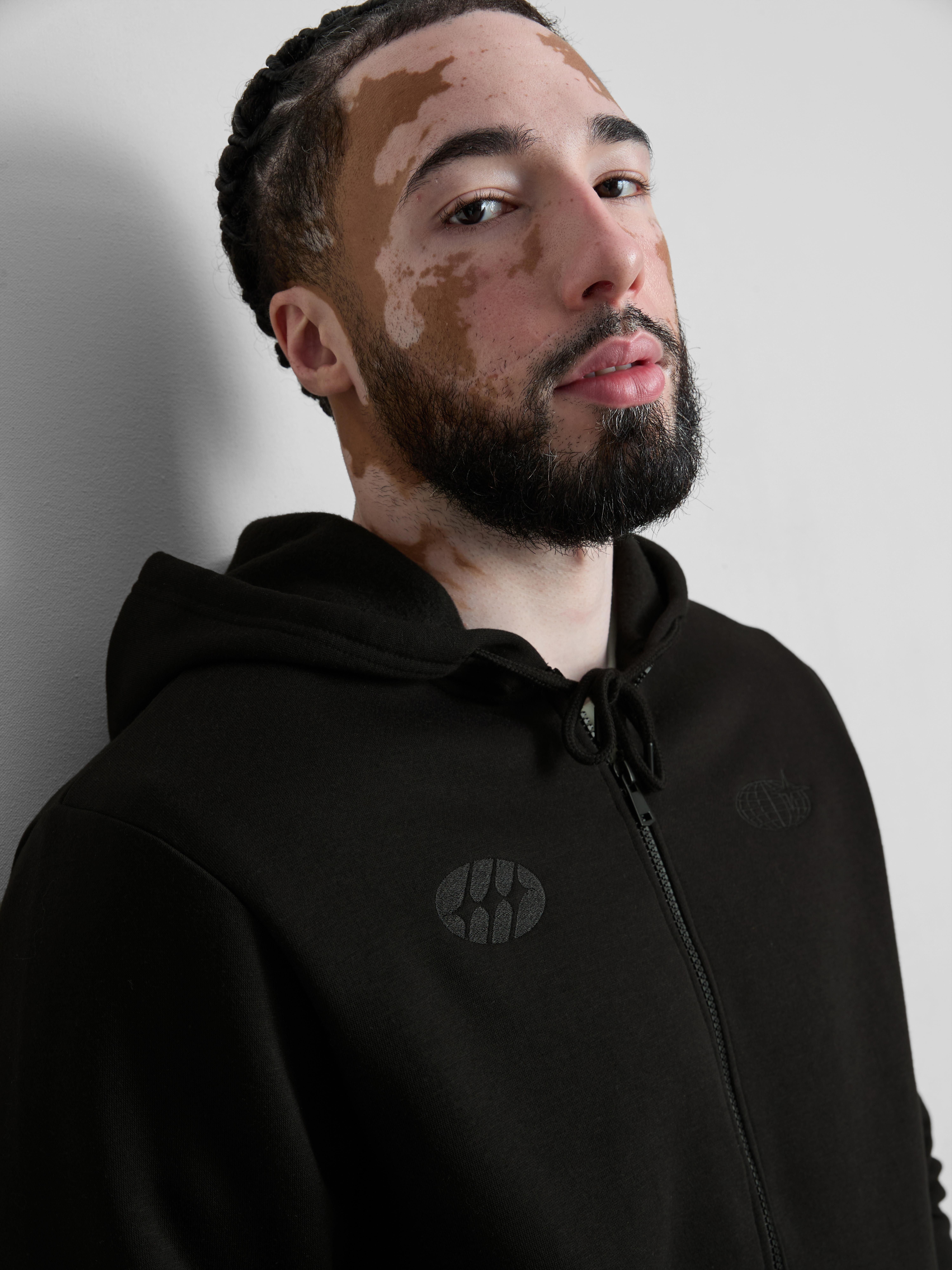 Embroidered Zip-Up Lounge Hoodie